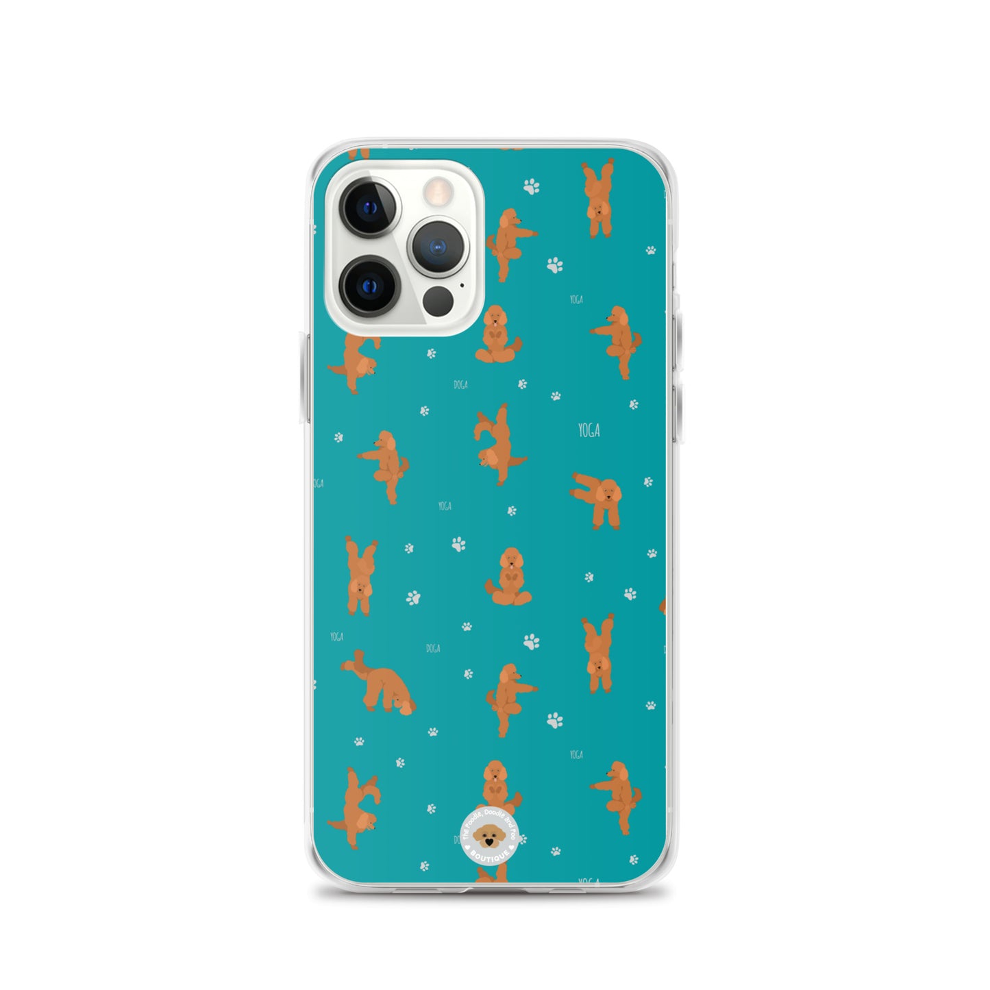 "Yoga Poodles" Clear Case for iPhone® - teal