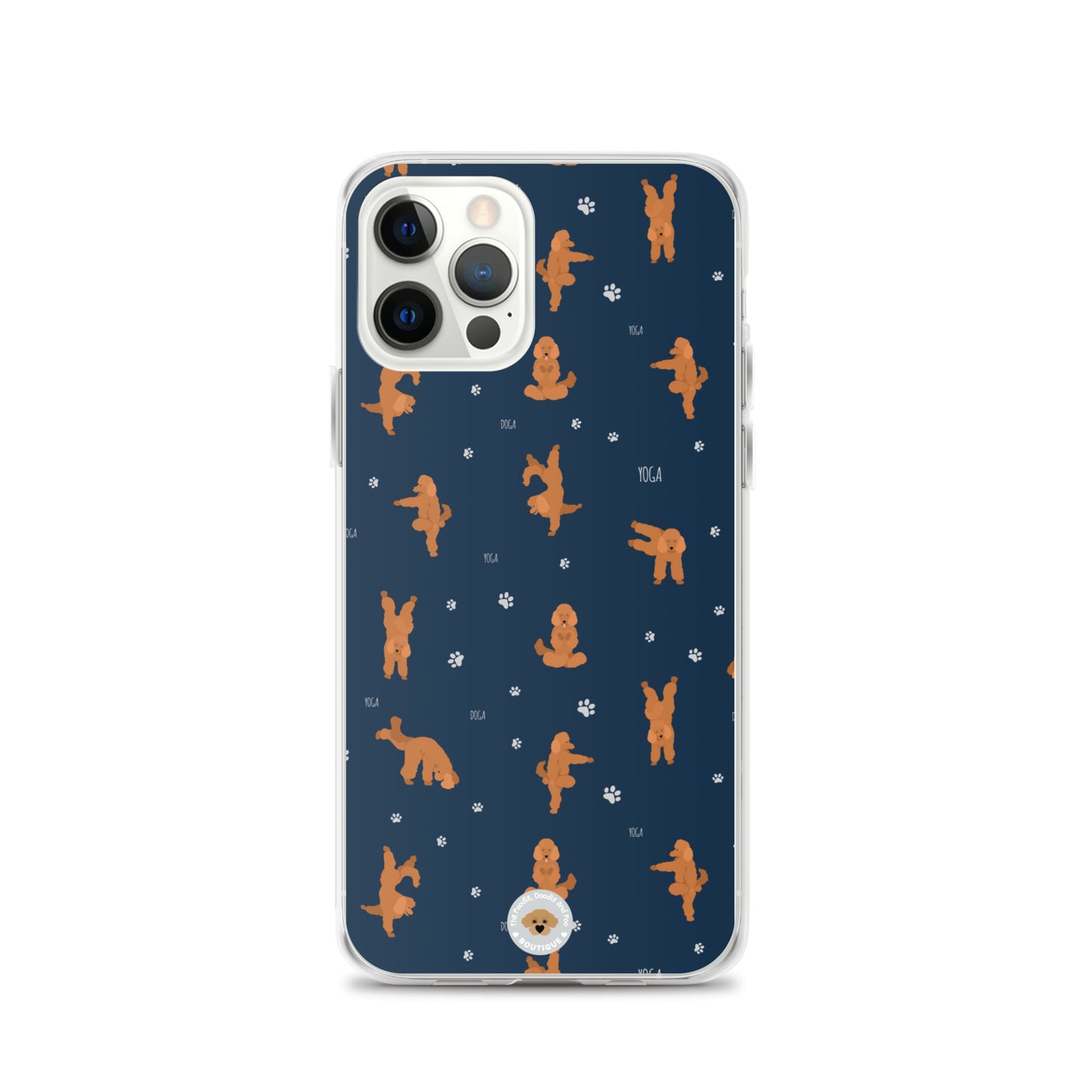 "Yoga Poodles" Clear Case for iPhone® - navy