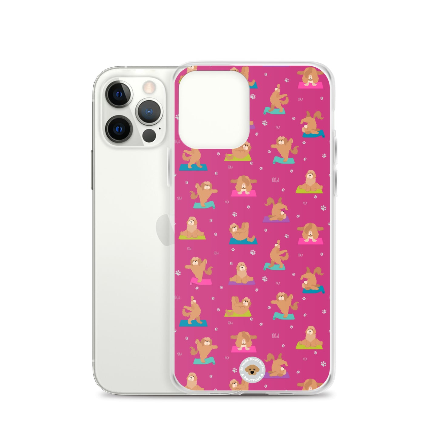 "Yoga Poos" Clear Case for iPhone® - multicoloured on pink