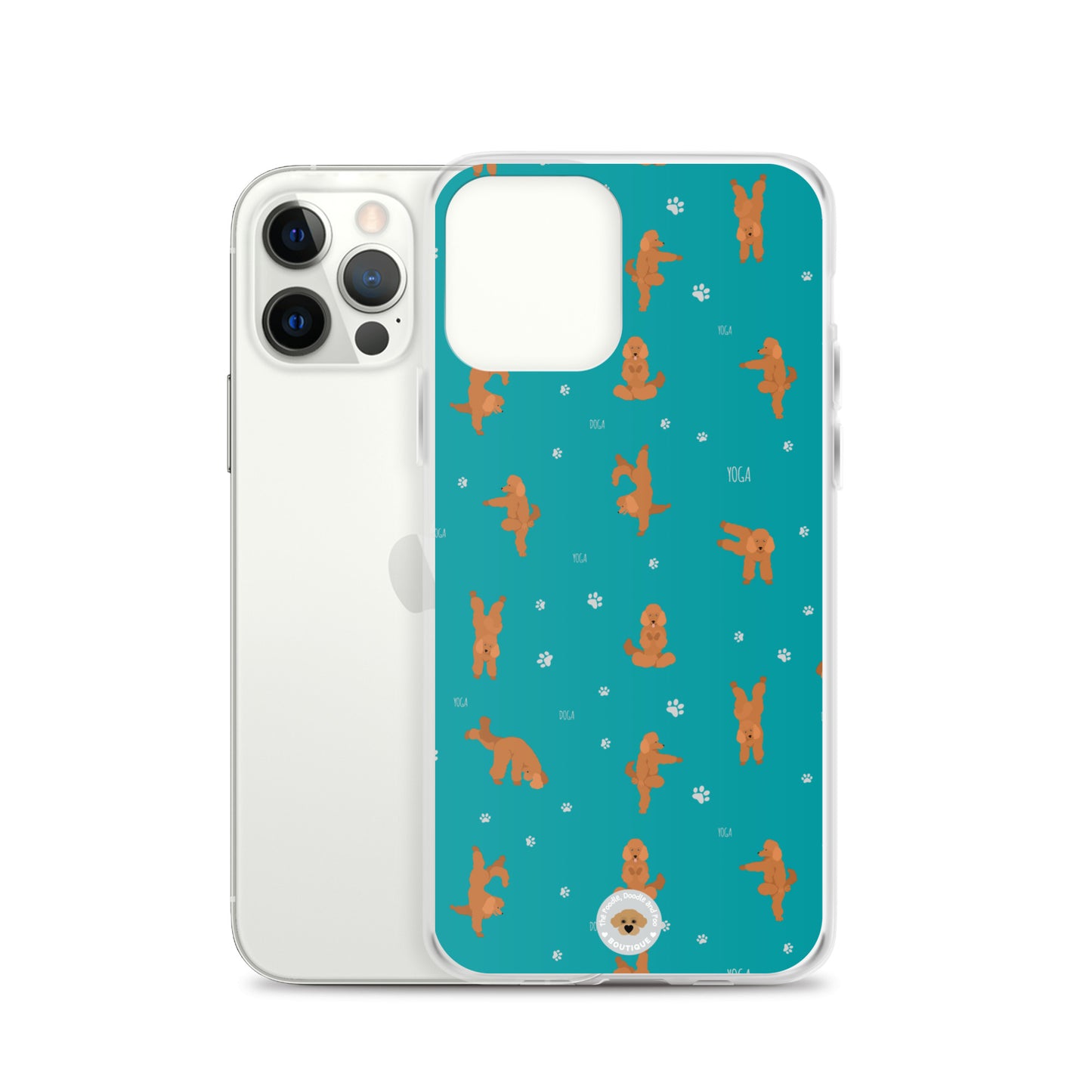 "Yoga Poodles" Clear Case for iPhone® - teal