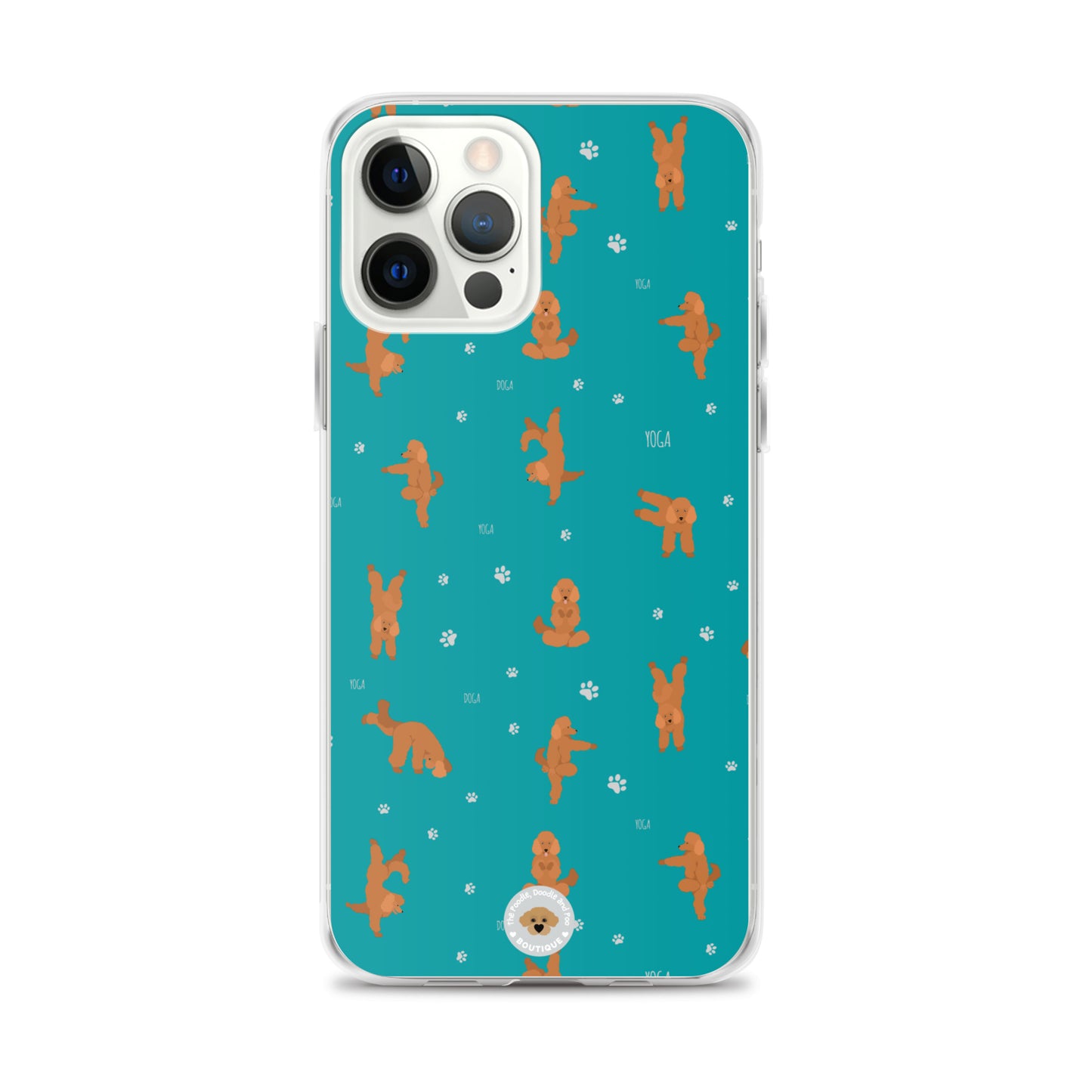 "Yoga Poodles" Clear Case for iPhone® - teal