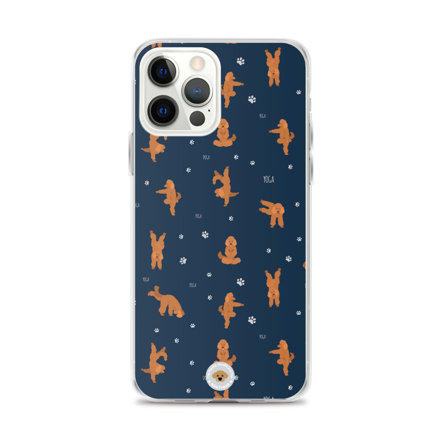 "Yoga Poodles" Clear Case for iPhone® - navy