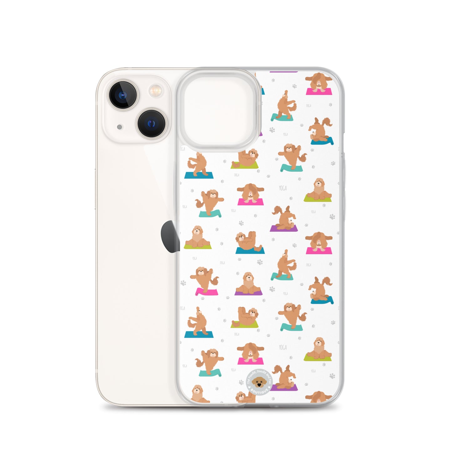 "Yoga Poos" Clear Case for iPhone® - multi-coloured on white