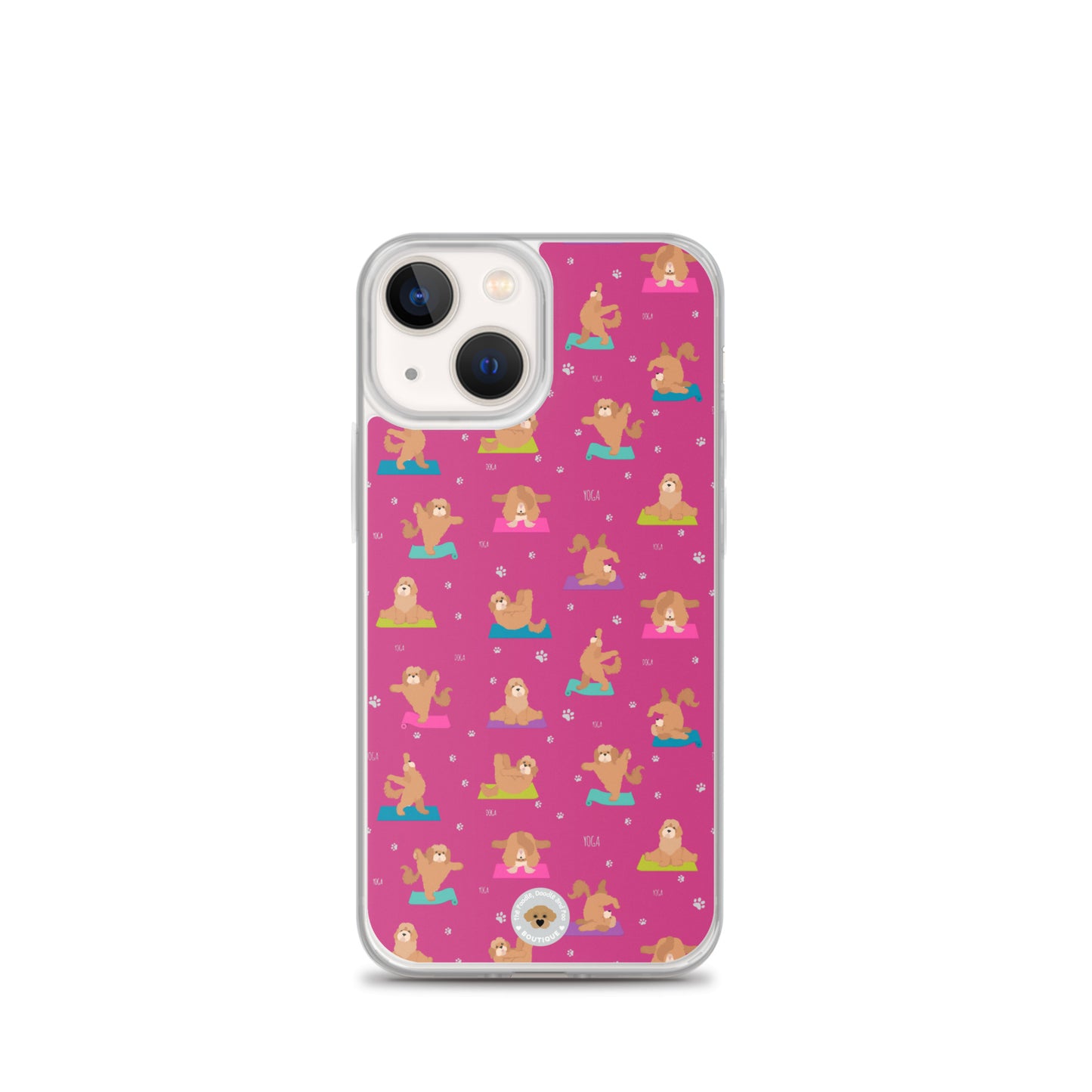 "Yoga Poos" Clear Case for iPhone® - multicoloured on pink