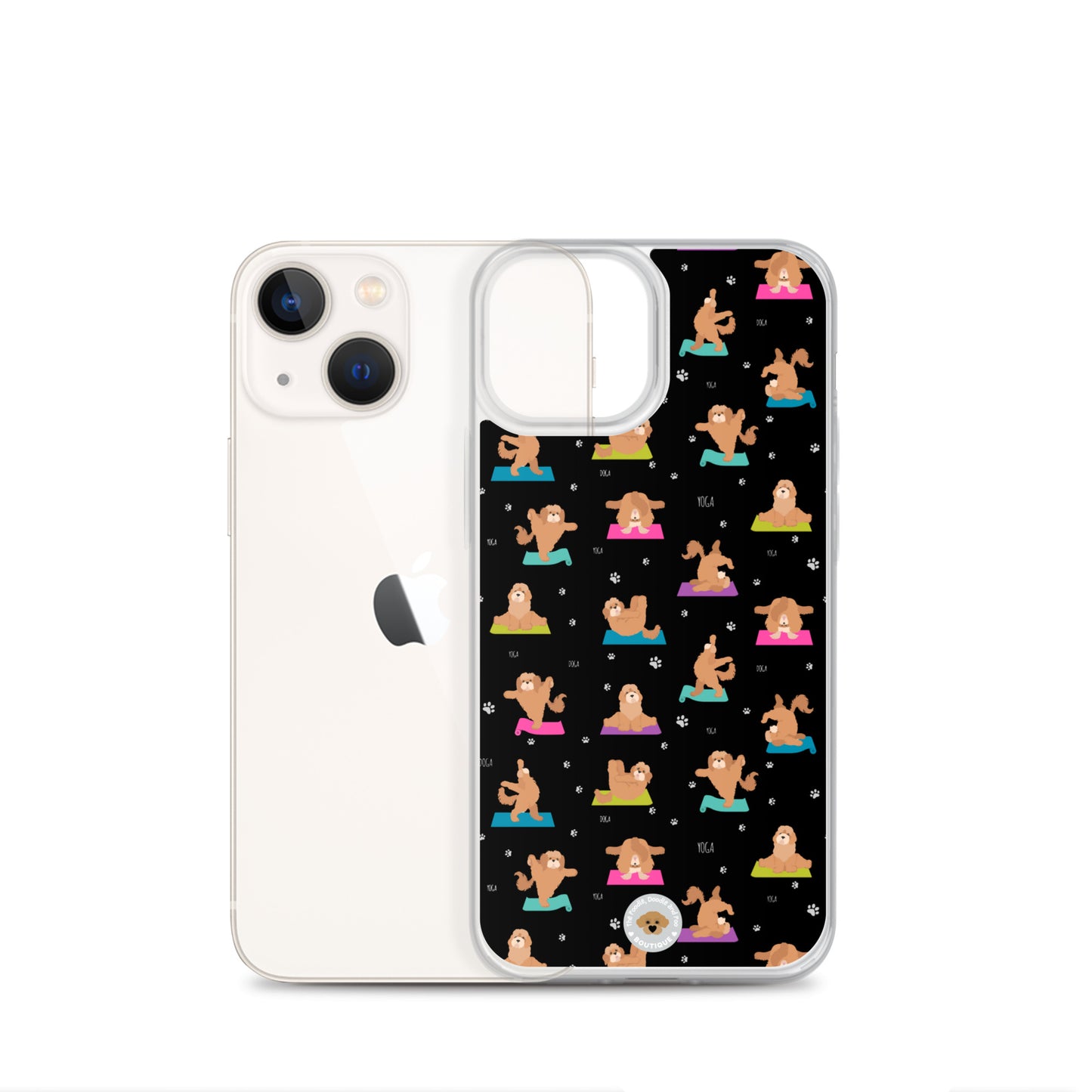 "Yoga Poos" Clear Case for iPhone® - mutli-coloured on black