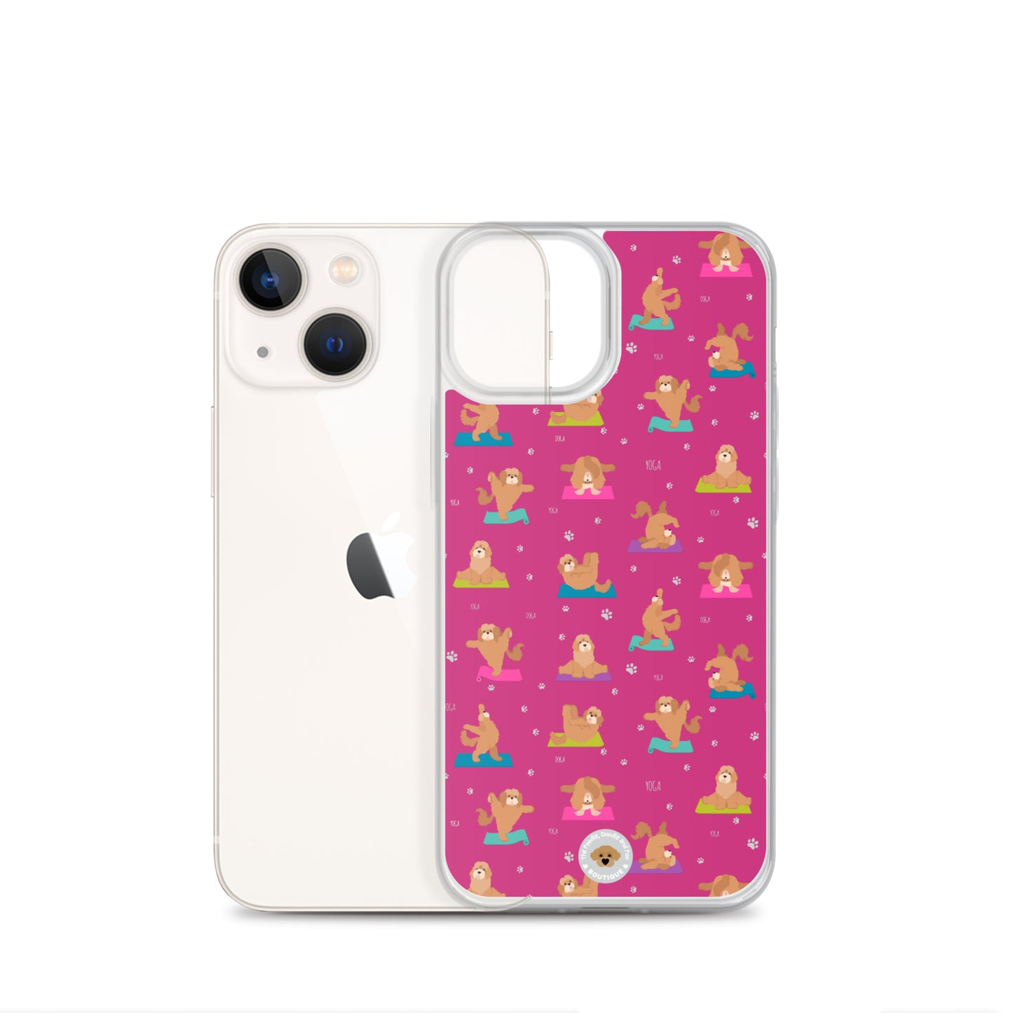 "Yoga Poos" Clear Case for iPhone® - multicoloured on pink