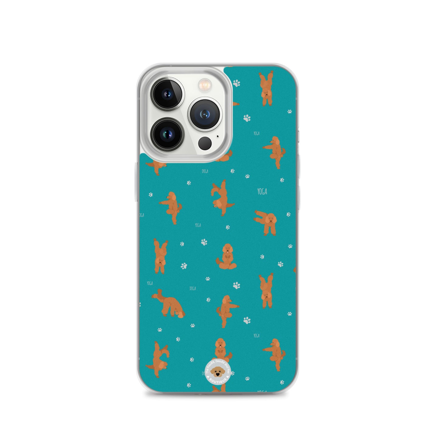 "Yoga Poodles" Clear Case for iPhone® - teal