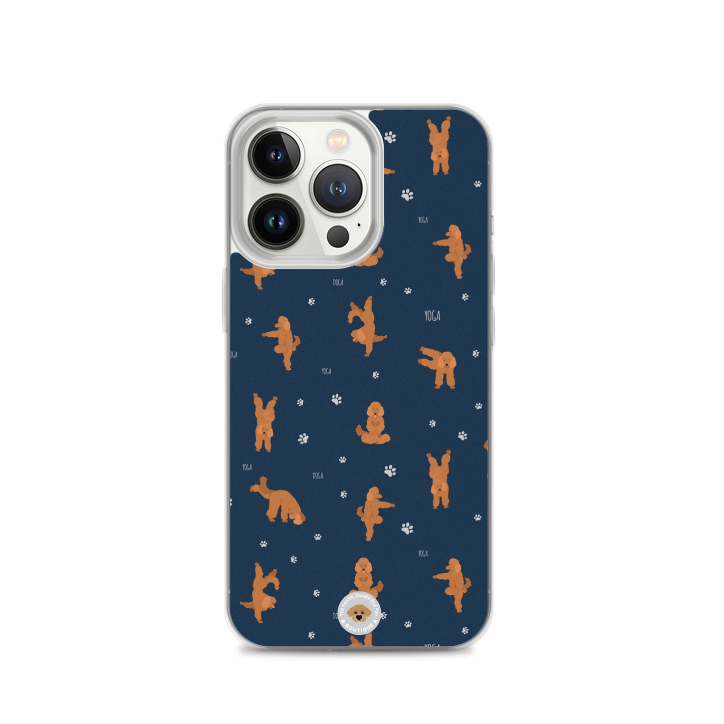 "Yoga Poodles" Clear Case for iPhone® - navy