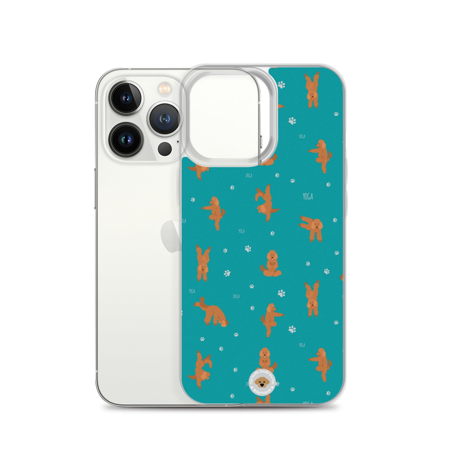 "Yoga Poodles" Clear Case for iPhone® - teal