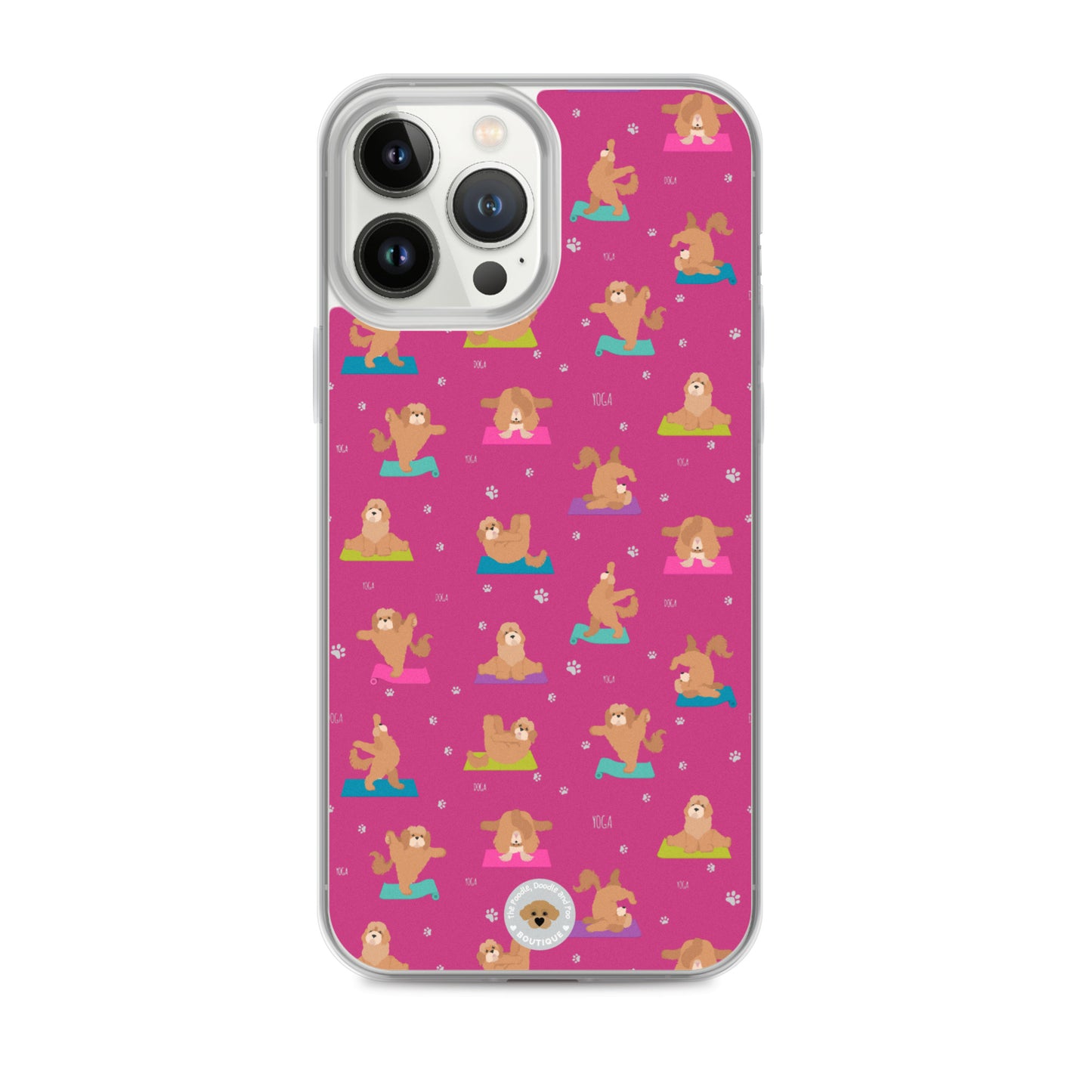 "Yoga Poos" Clear Case for iPhone® - multicoloured on pink