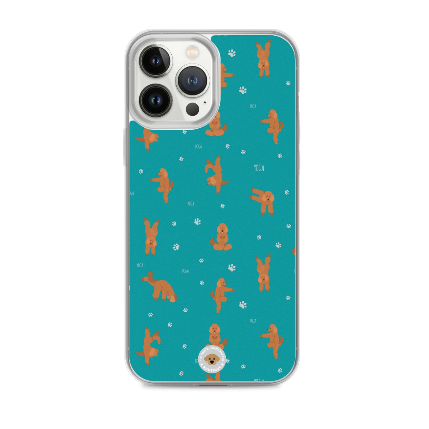 "Yoga Poodles" Clear Case for iPhone® - teal