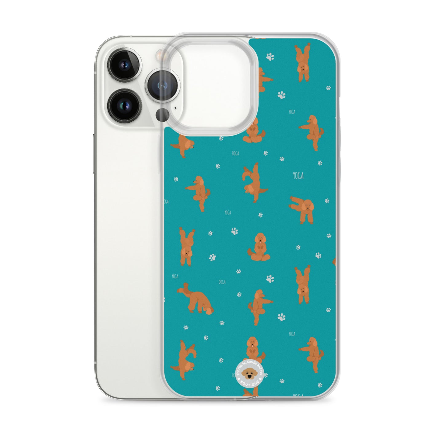 "Yoga Poodles" Clear Case for iPhone® - teal