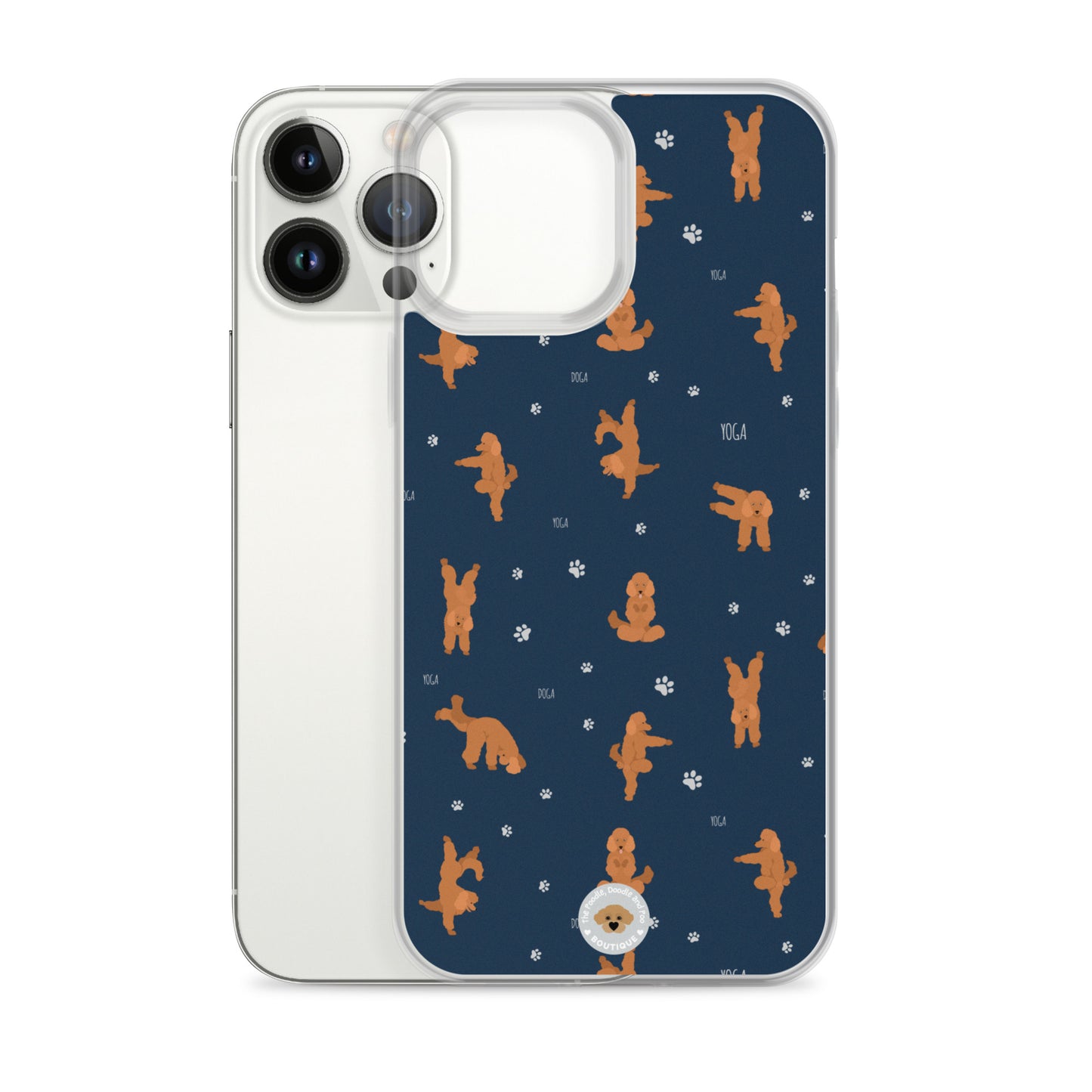 "Yoga Poodles" Clear Case for iPhone® - navy