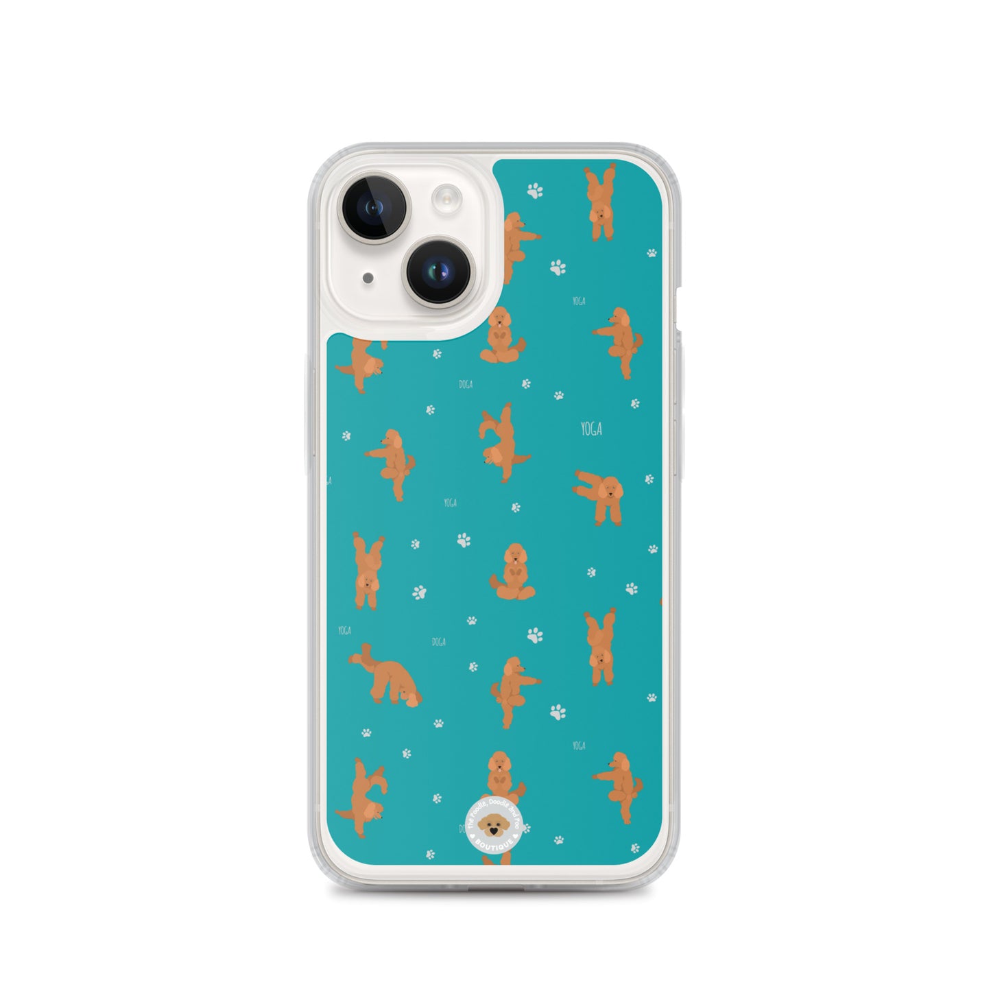 "Yoga Poodles" Clear Case for iPhone® - teal