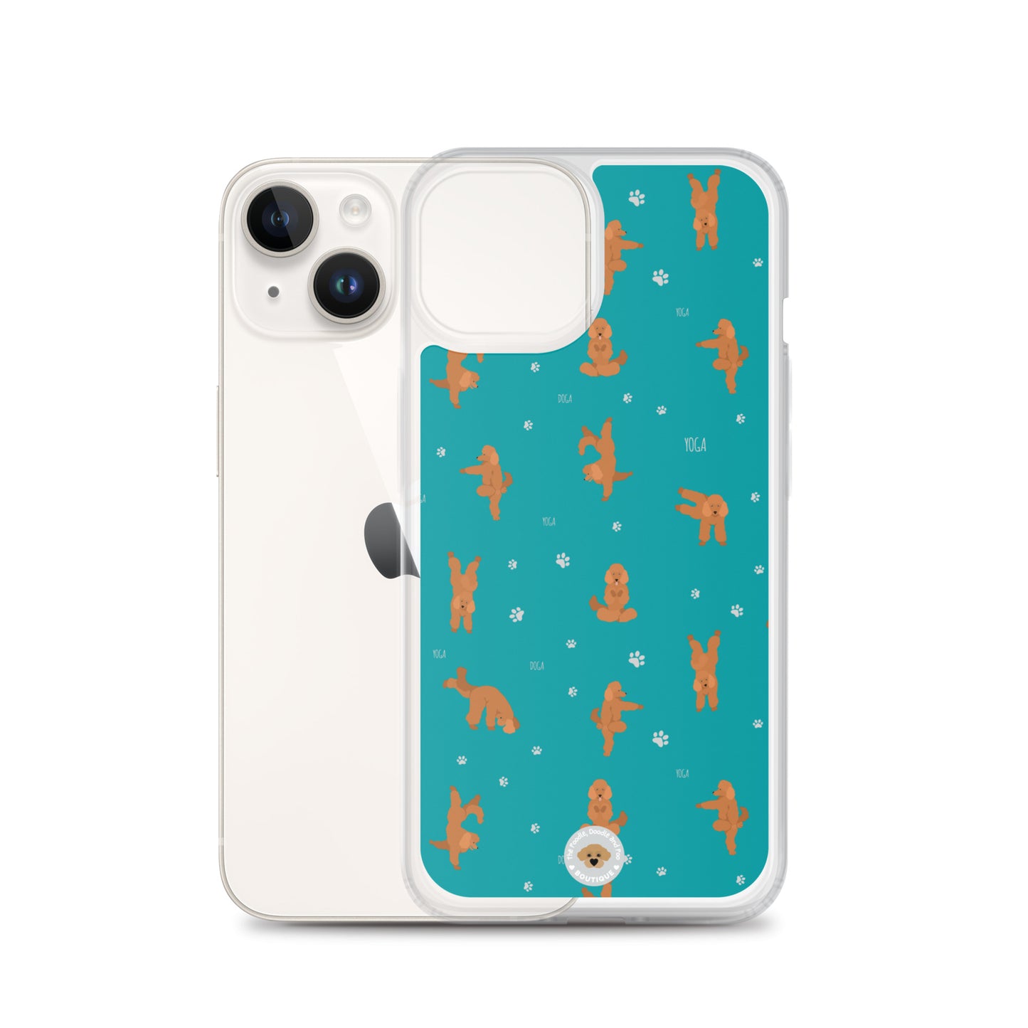 "Yoga Poodles" Clear Case for iPhone® - teal