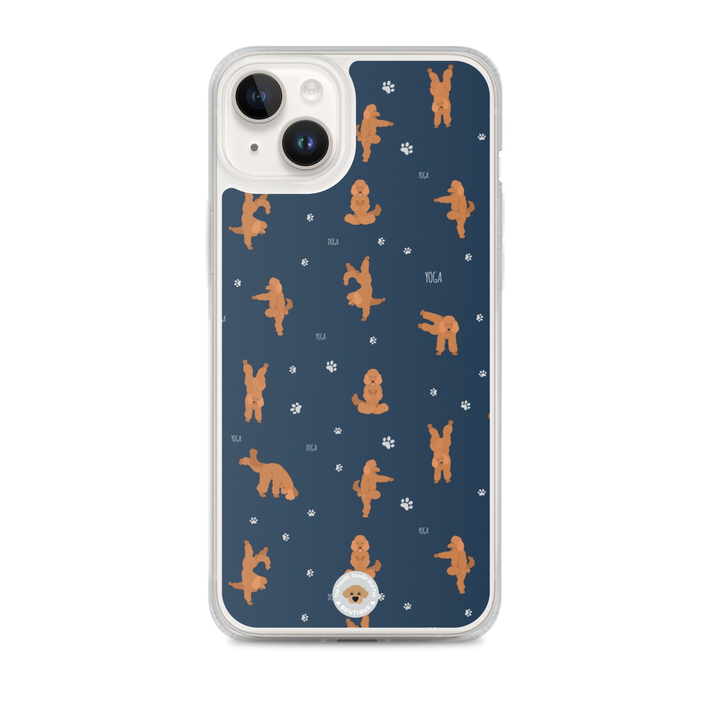 "Yoga Poodles" Clear Case for iPhone® - navy