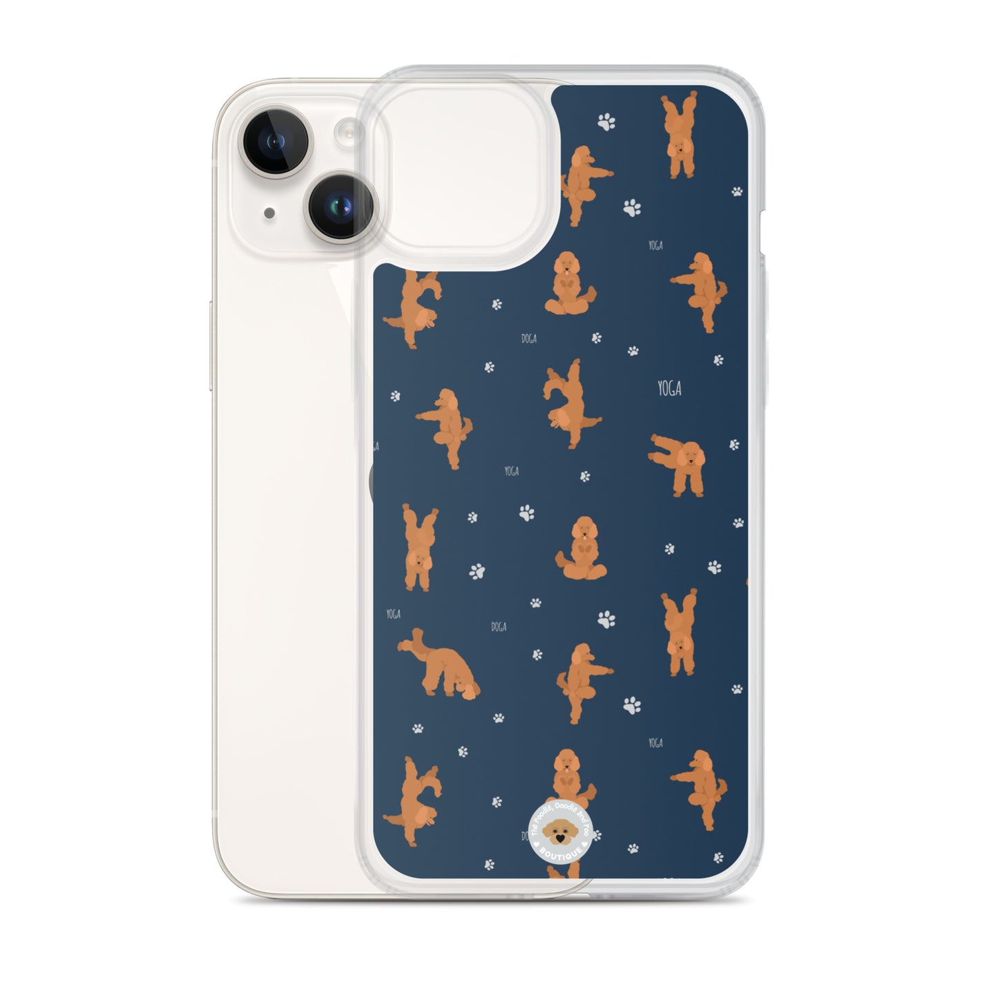 "Yoga Poodles" Clear Case for iPhone® - navy