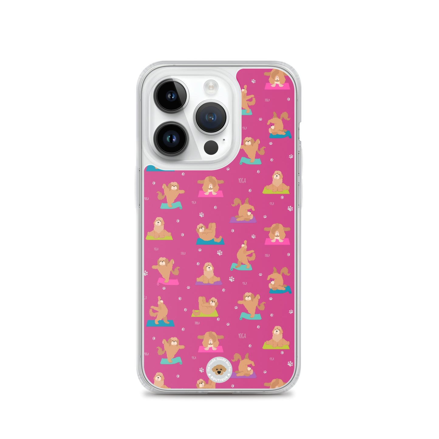 "Yoga Poos" Clear Case for iPhone® - multicoloured on pink