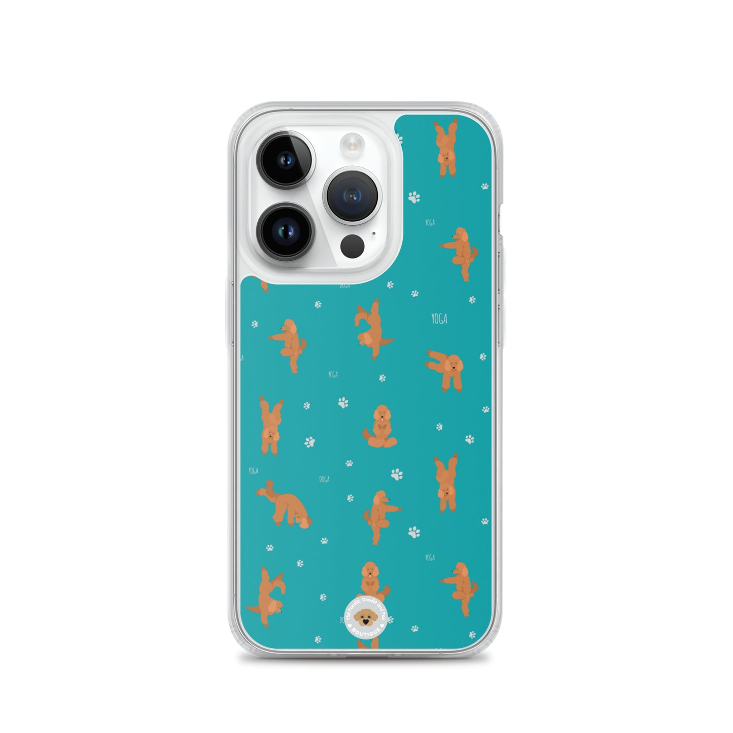 "Yoga Poodles" Clear Case for iPhone® - teal