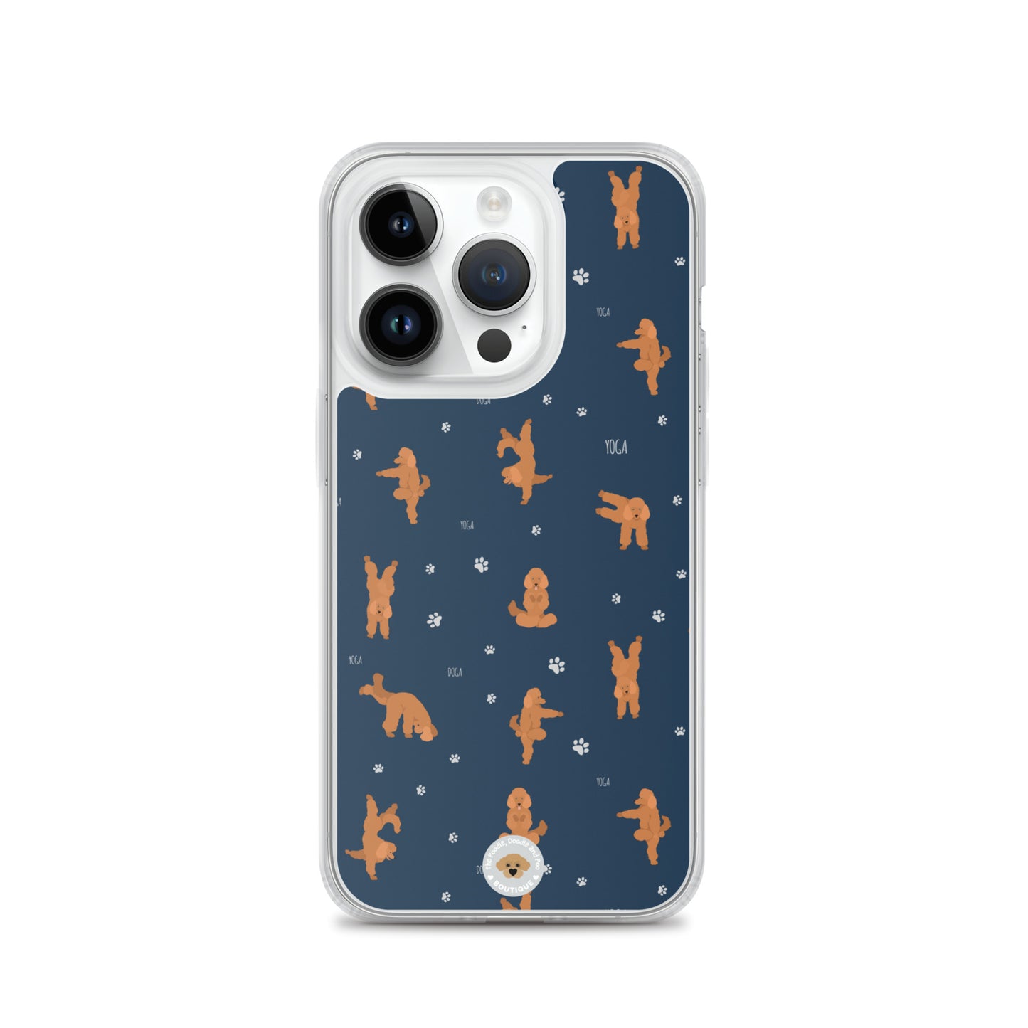 "Yoga Poodles" Clear Case for iPhone® - navy