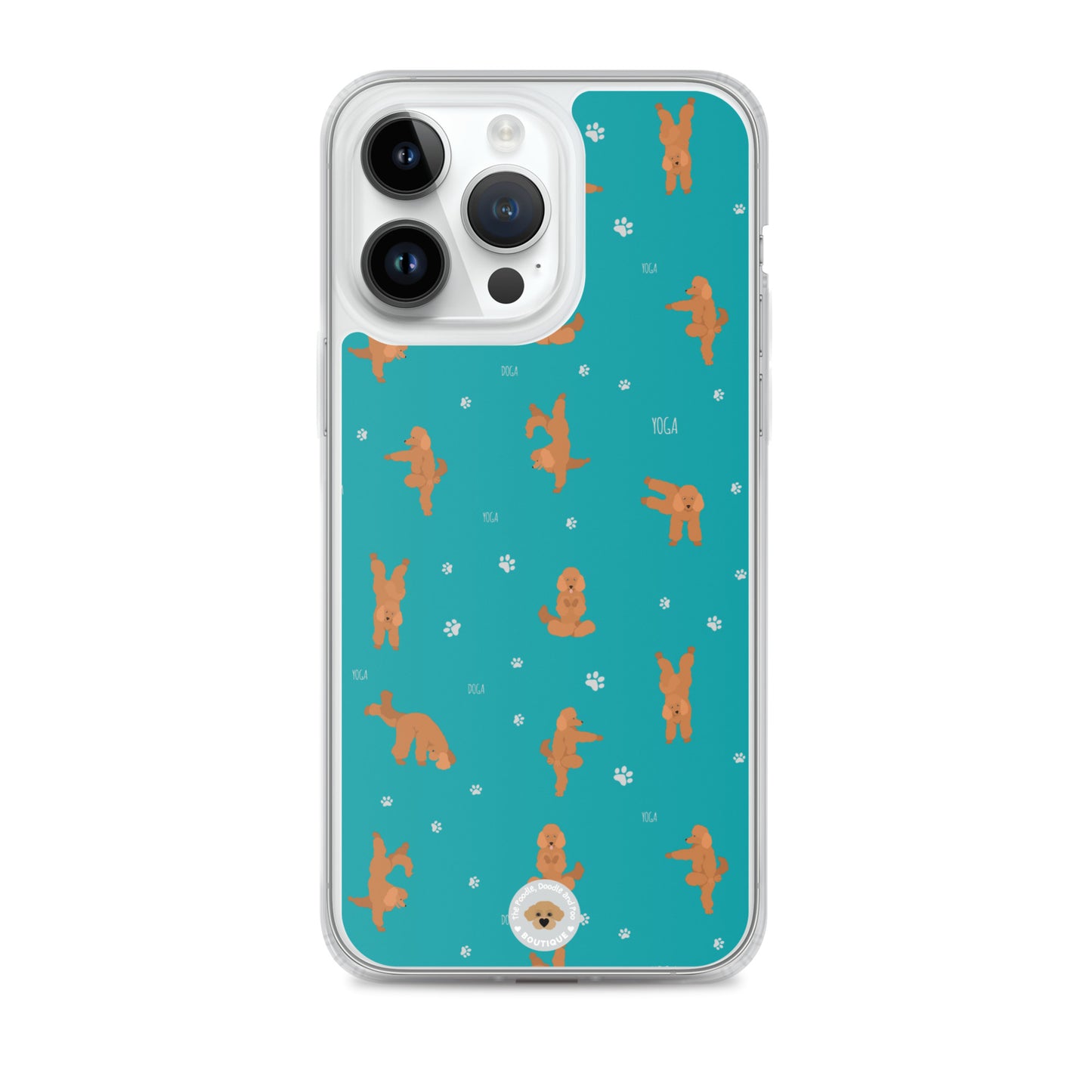 "Yoga Poodles" Clear Case for iPhone® - teal