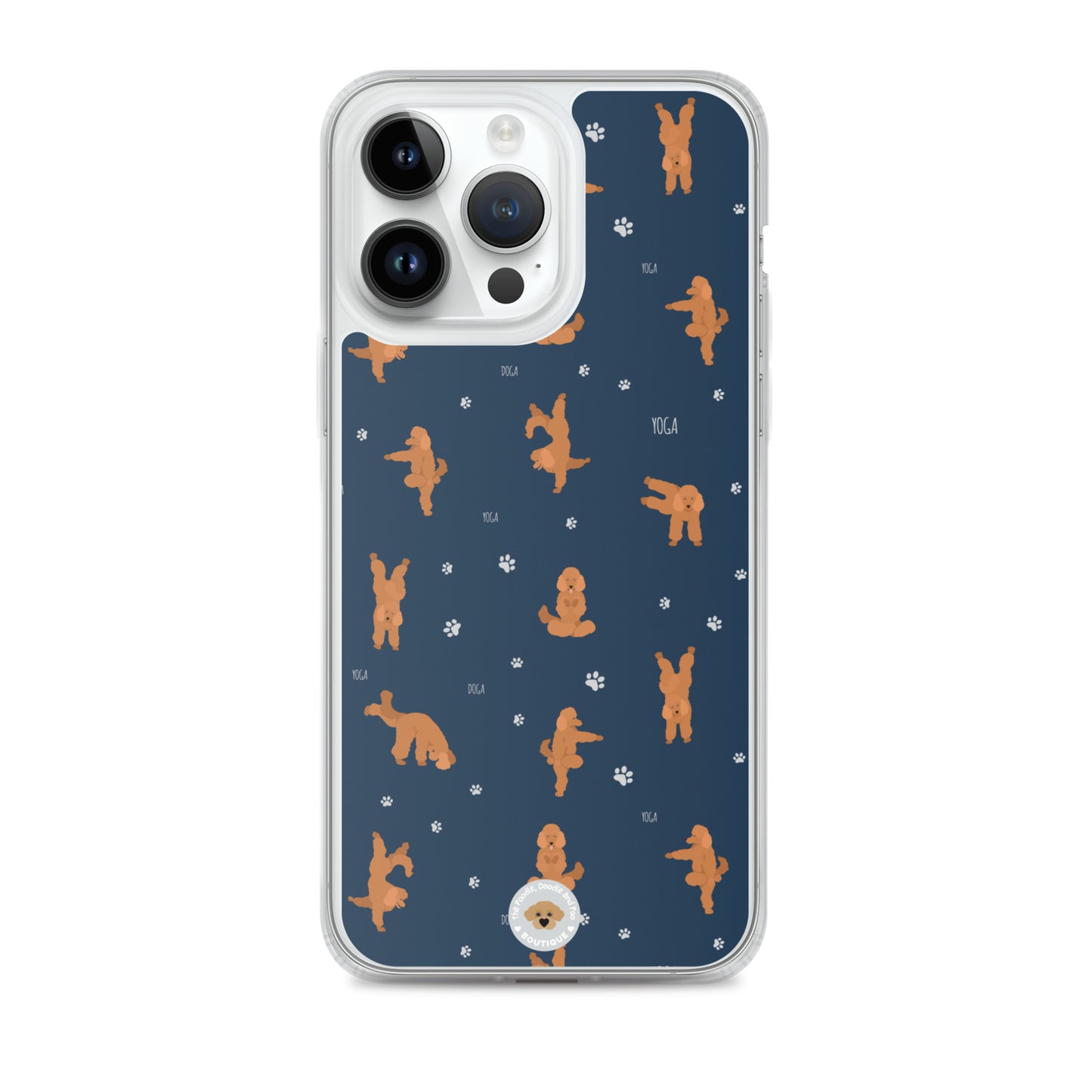 "Yoga Poodles" Clear Case for iPhone® - navy