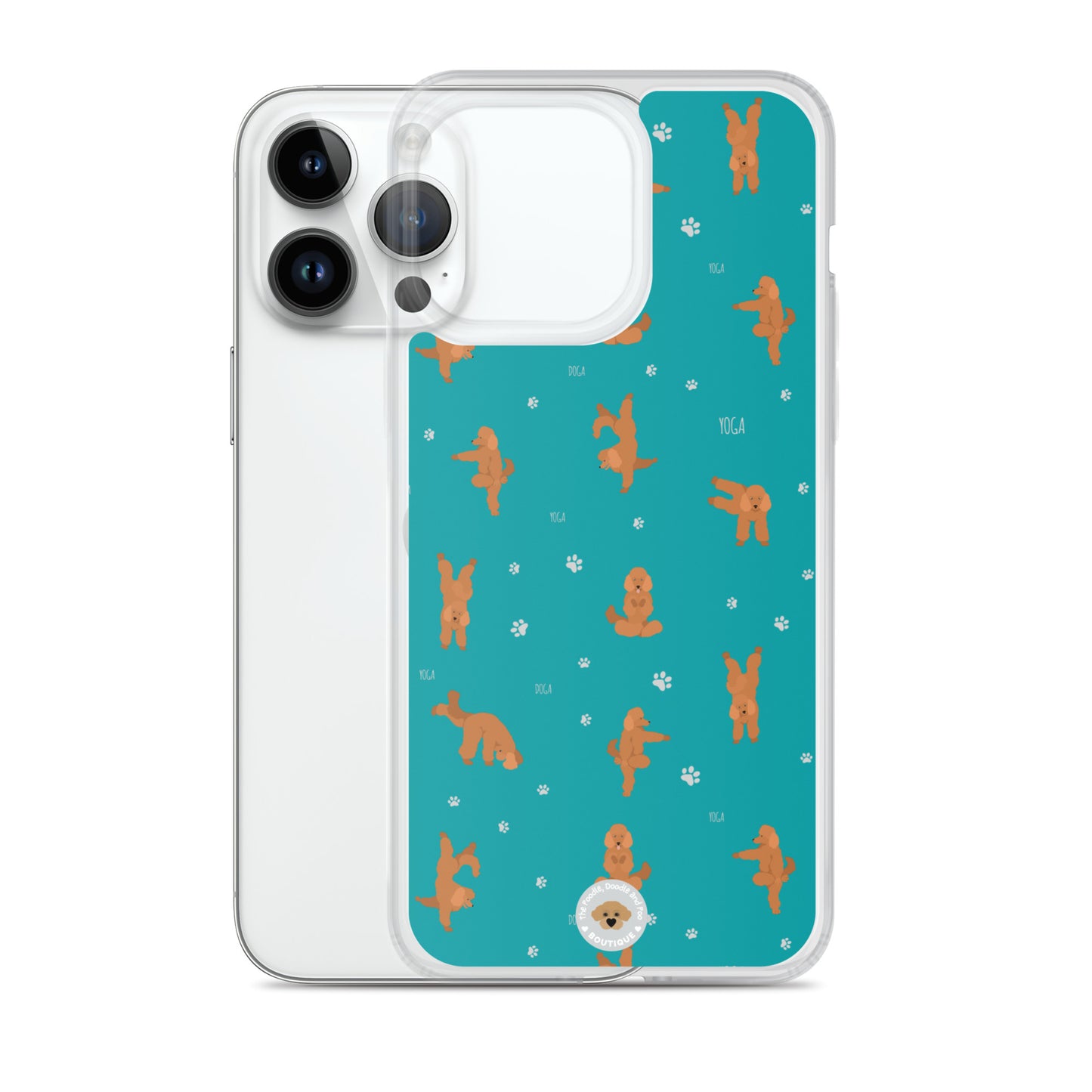 "Yoga Poodles" Clear Case for iPhone® - teal