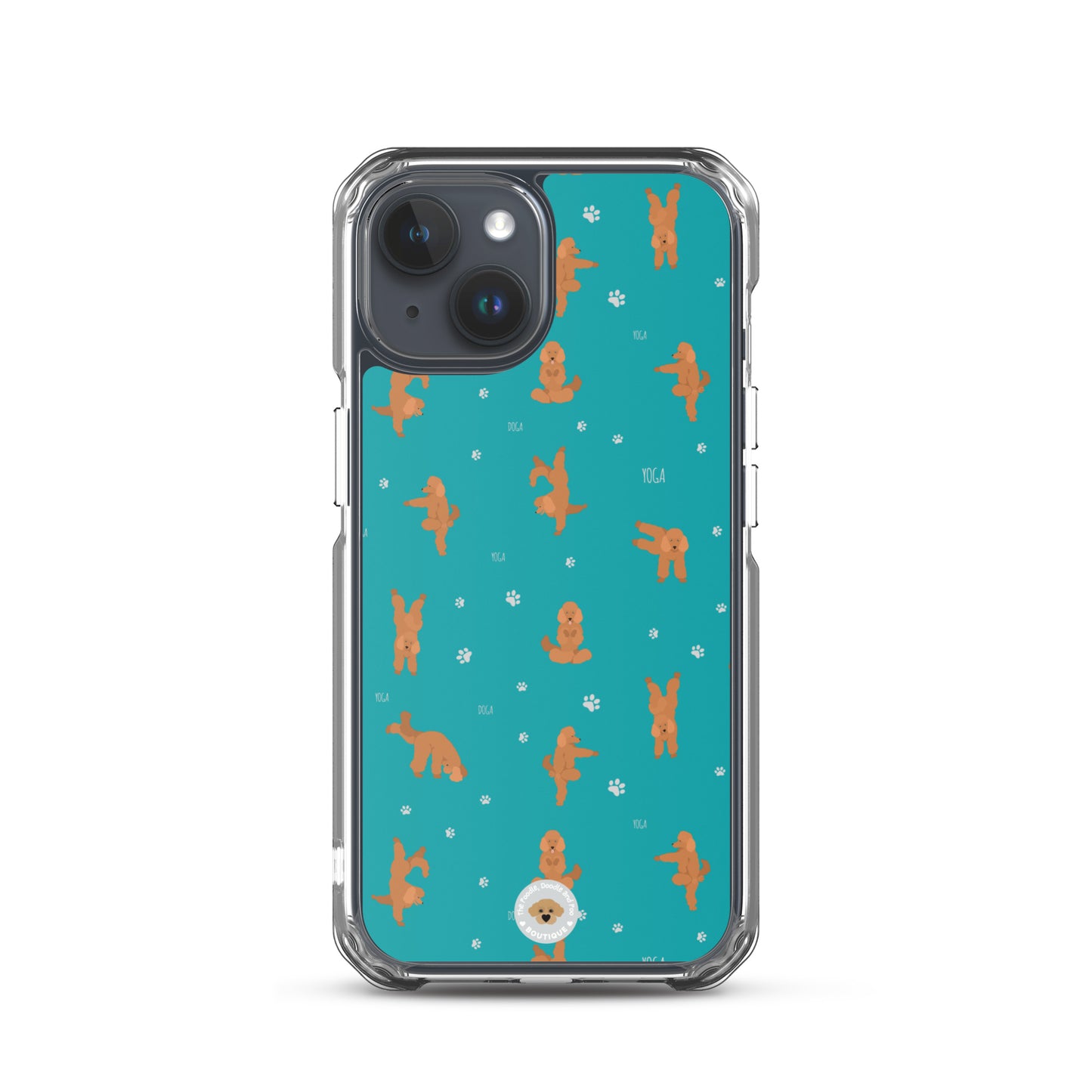 "Yoga Poodles" Clear Case for iPhone® - teal