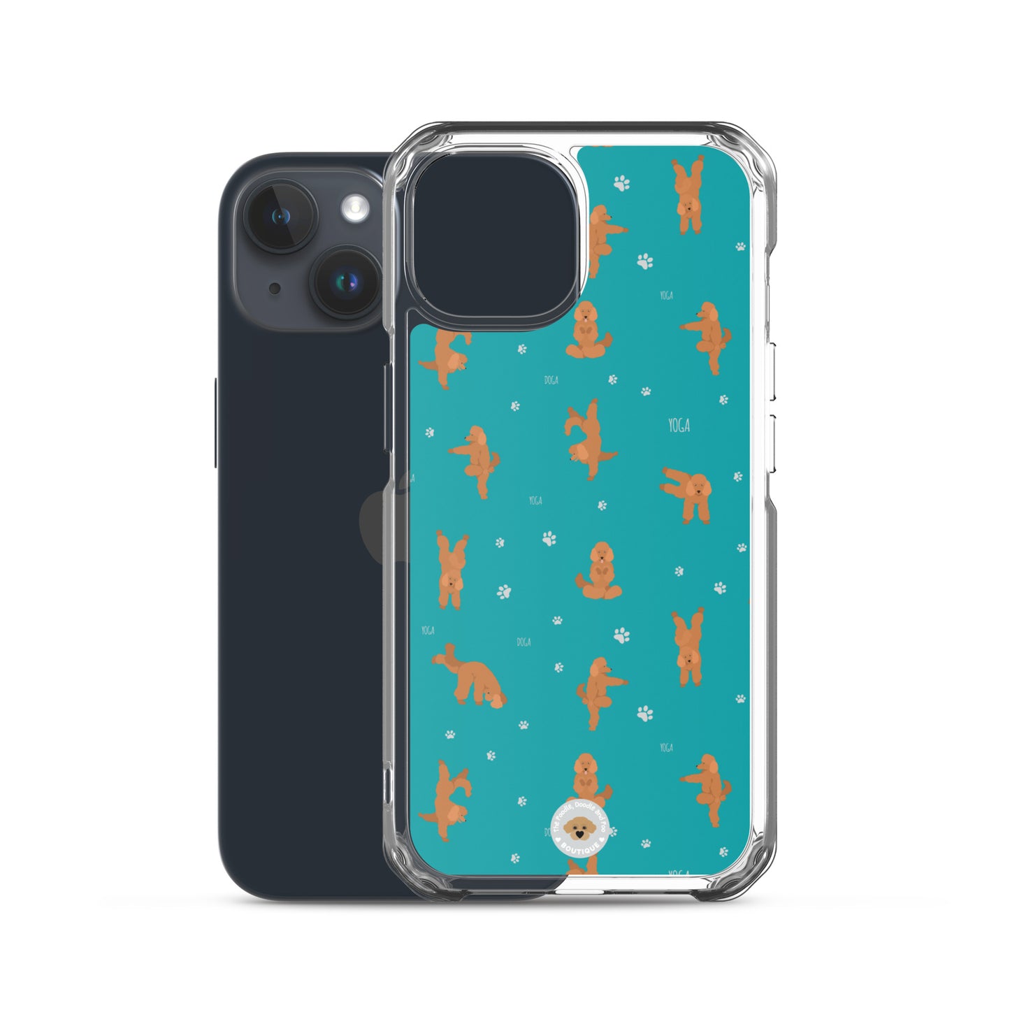 "Yoga Poodles" Clear Case for iPhone® - teal