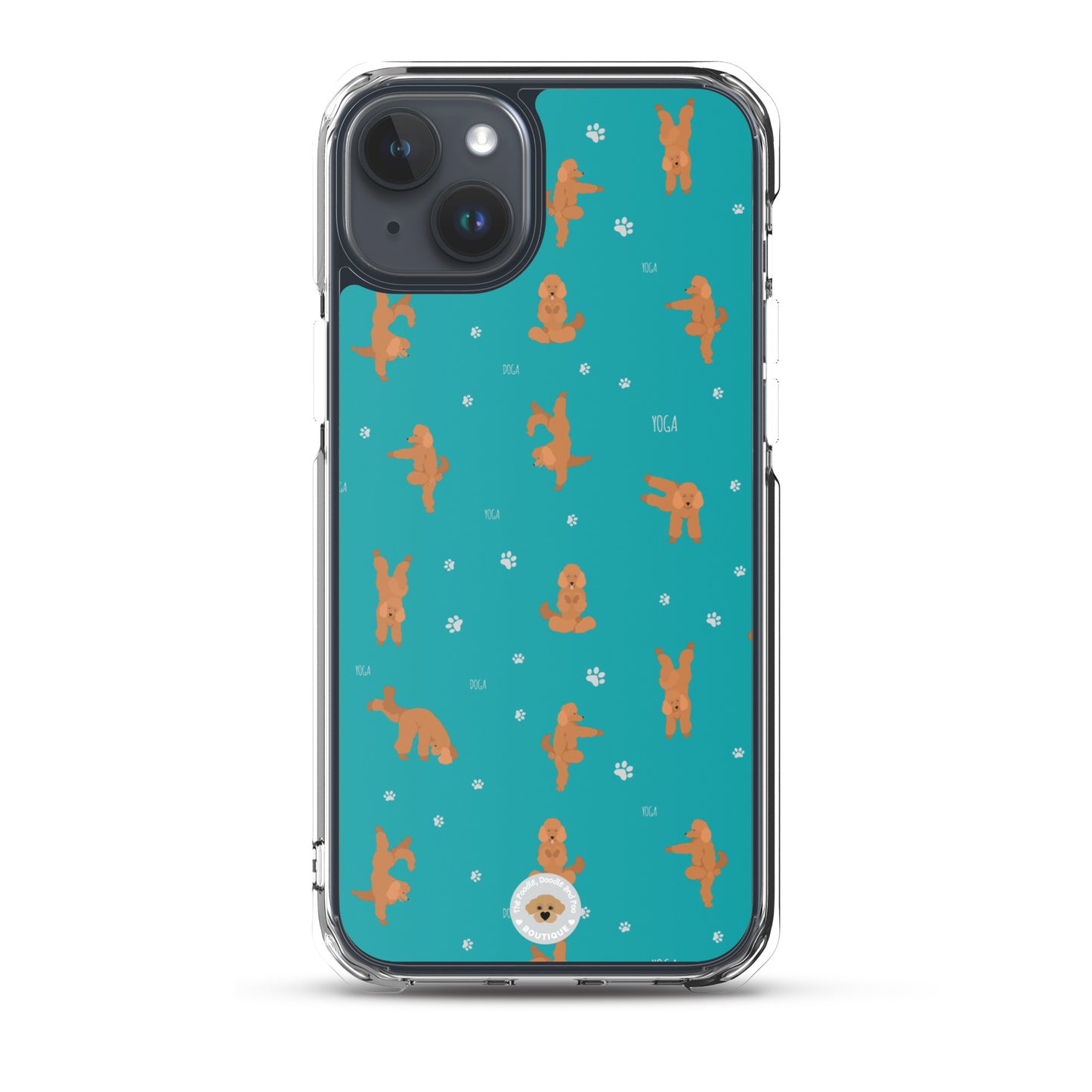 "Yoga Poodles" Clear Case for iPhone® - teal