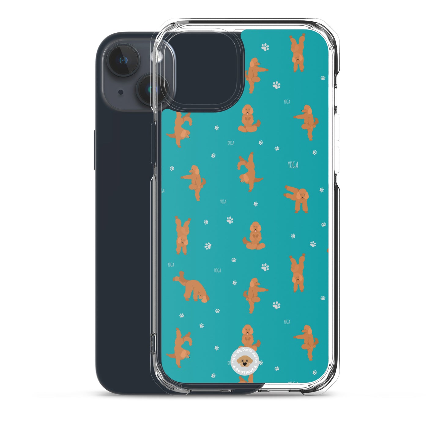 "Yoga Poodles" Clear Case for iPhone® - teal