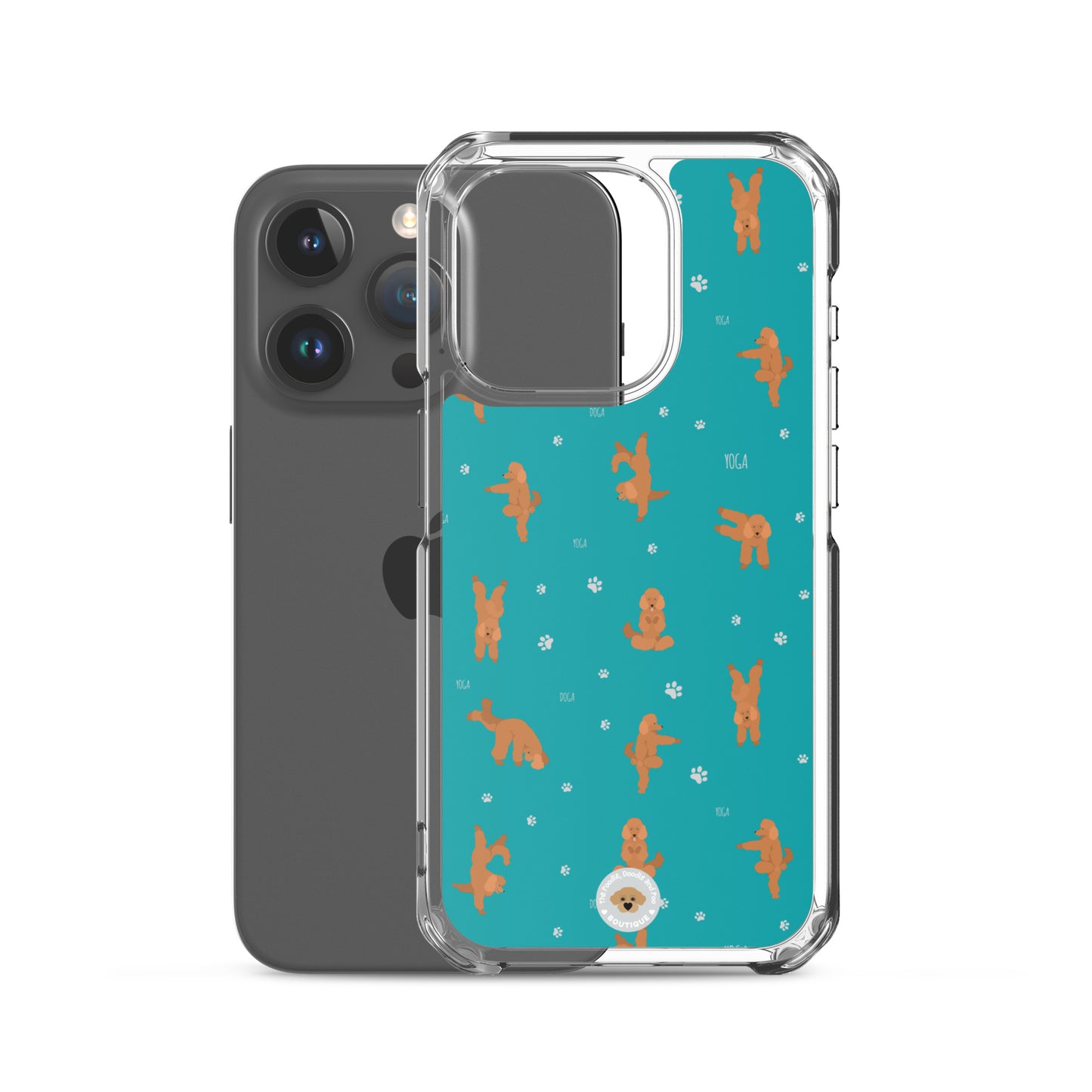 "Yoga Poodles" Clear Case for iPhone® - teal