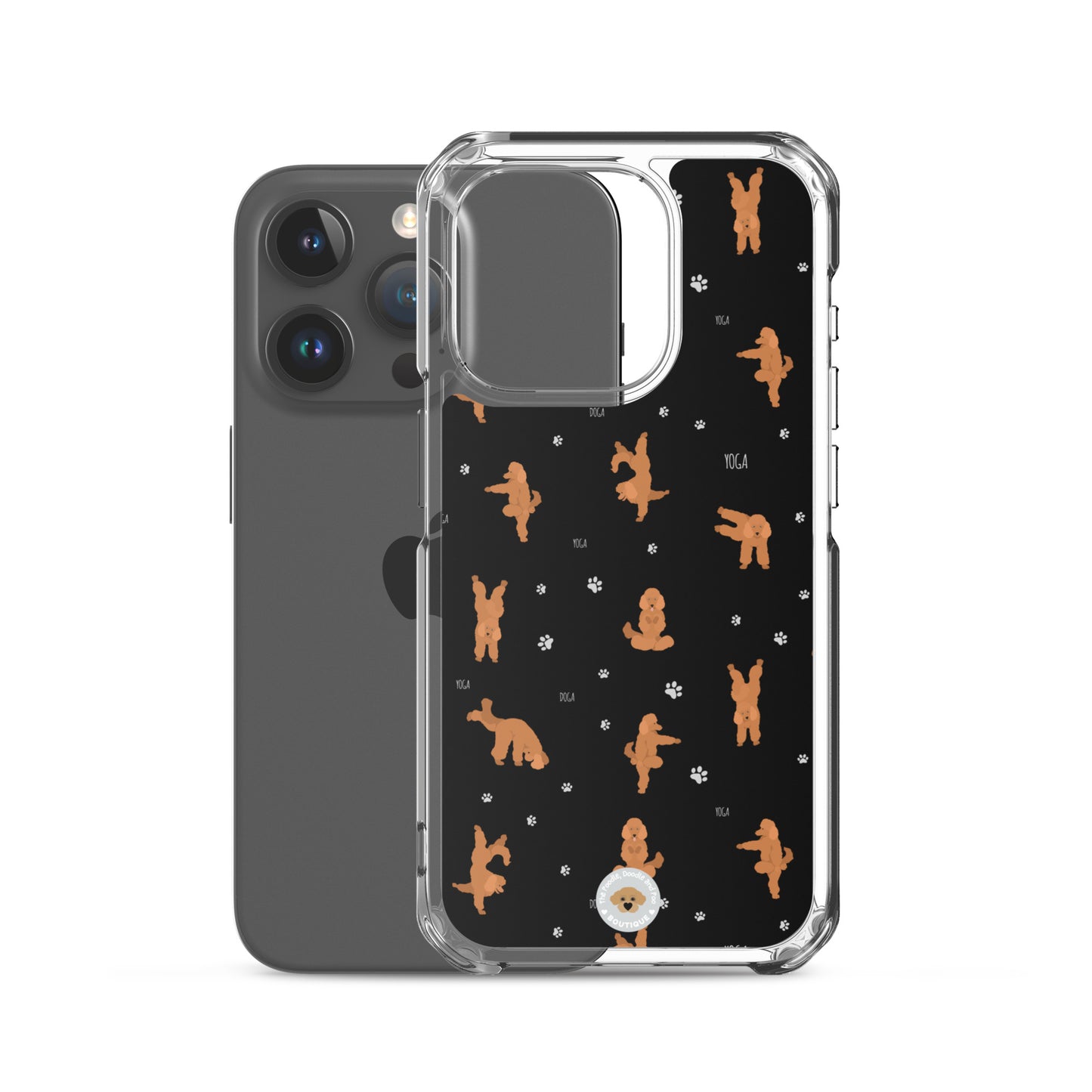 "Yoga Poodles" Clear Case for iPhone® - black