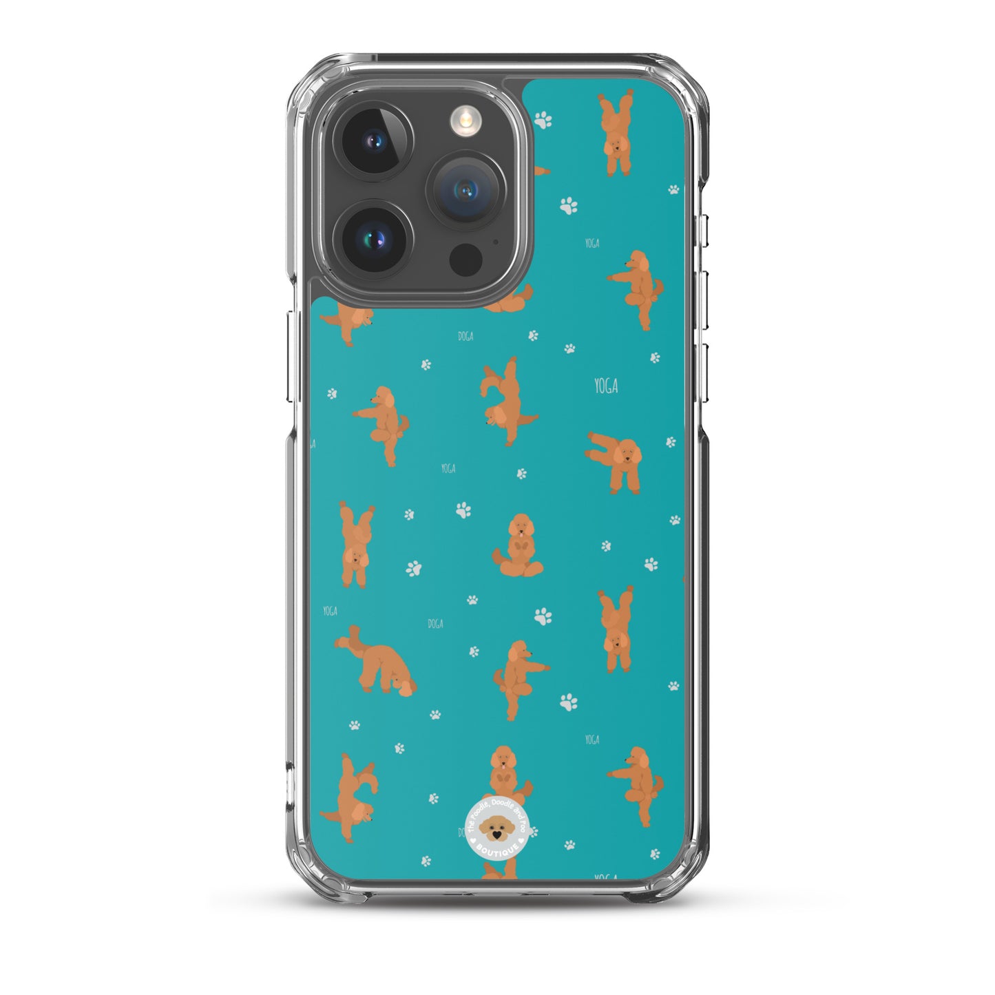 "Yoga Poodles" Clear Case for iPhone® - teal