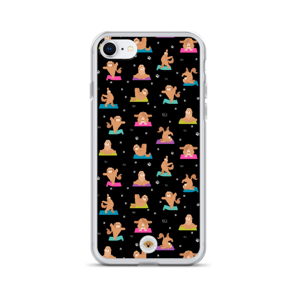 "Yoga Poos" Clear Case for iPhone® - mutli-coloured on black