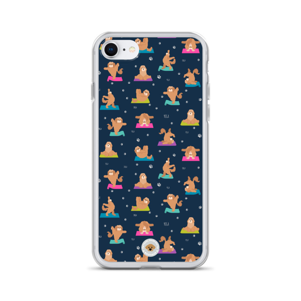 "Yoga Poos" Clear Case for iPhone® - multi-coloured on navy