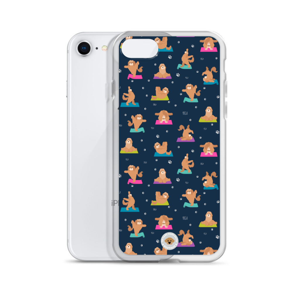 "Yoga Poos" Clear Case for iPhone® - multi-coloured on navy