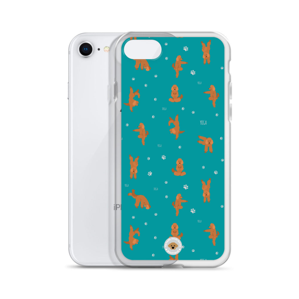 "Yoga Poodles" Clear Case for iPhone® - teal