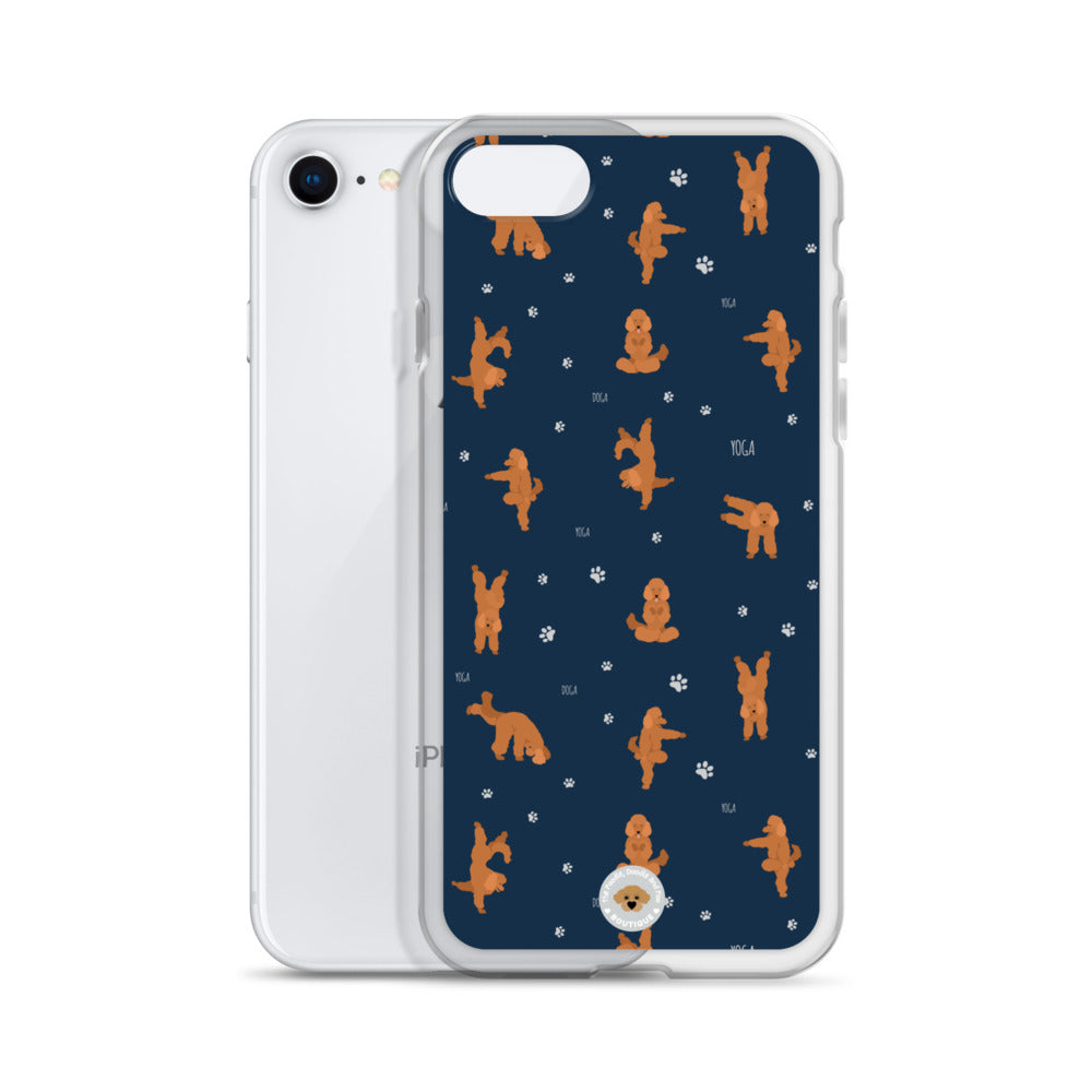 "Yoga Poodles" Clear Case for iPhone® - navy