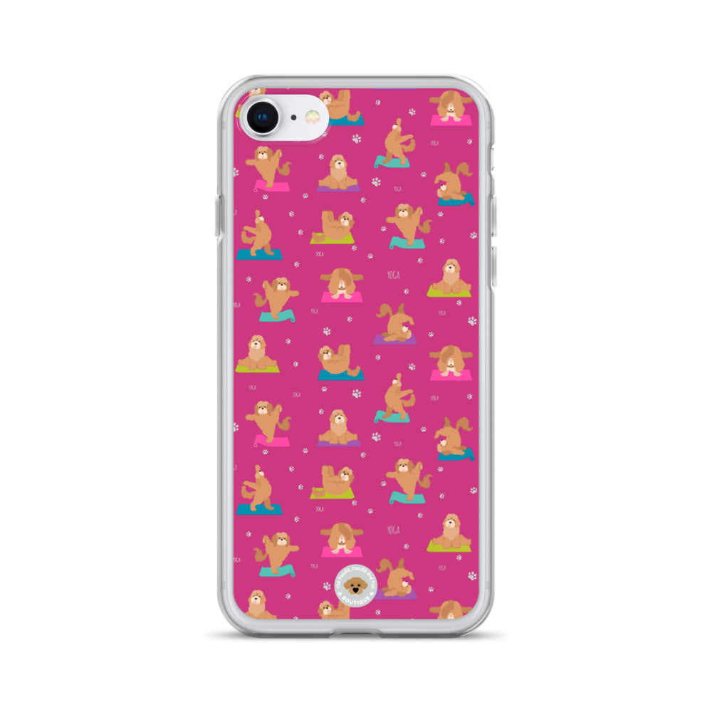 "Yoga Poos" Clear Case for iPhone® - multicoloured on pink