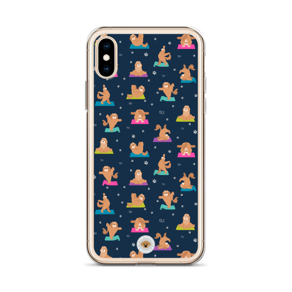 "Yoga Poos" Clear Case for iPhone® - multi-coloured on navy