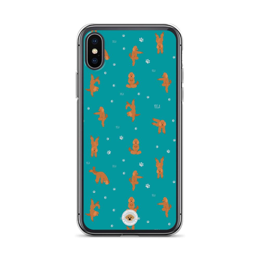 "Yoga Poodles" Clear Case for iPhone® - teal