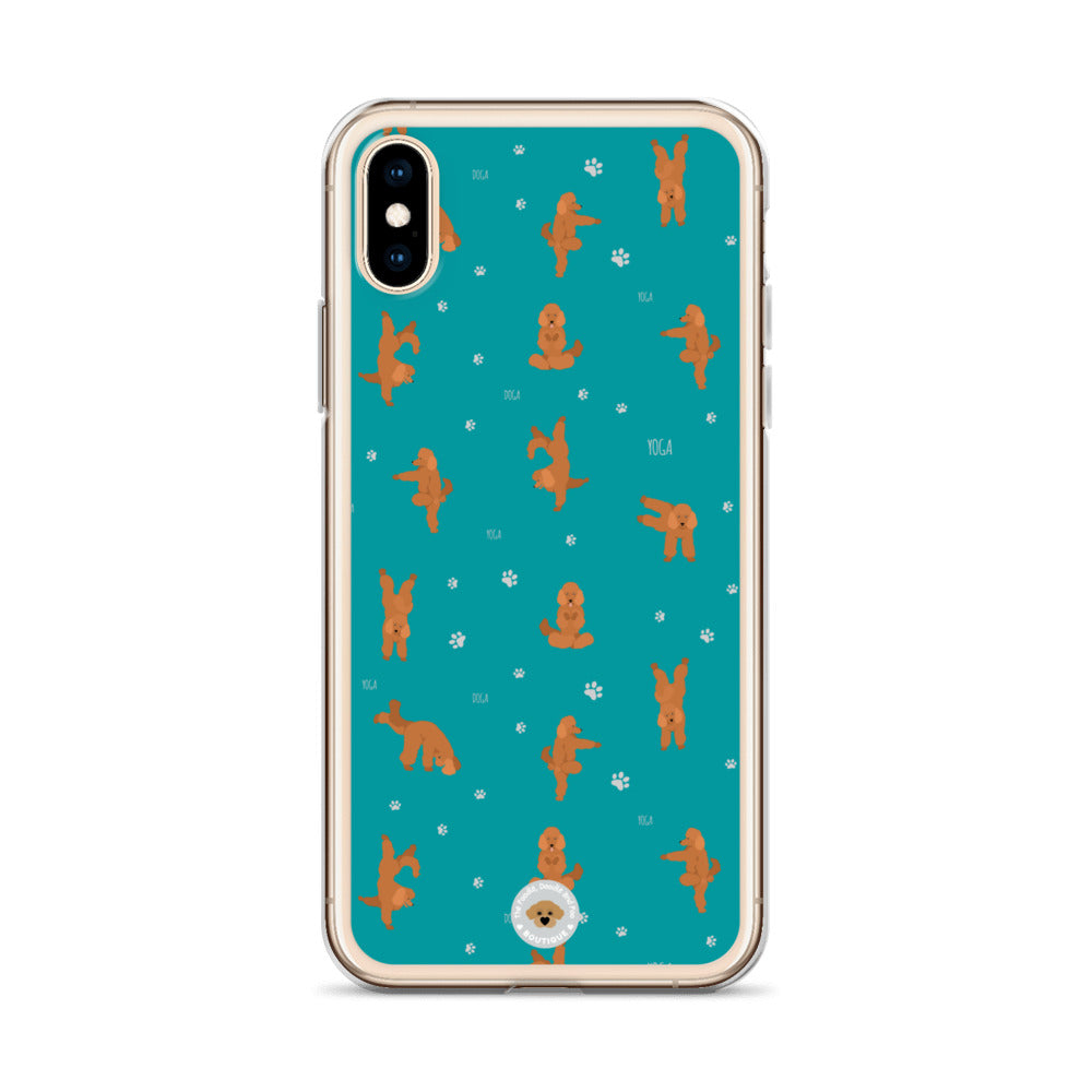 "Yoga Poodles" Clear Case for iPhone® - teal