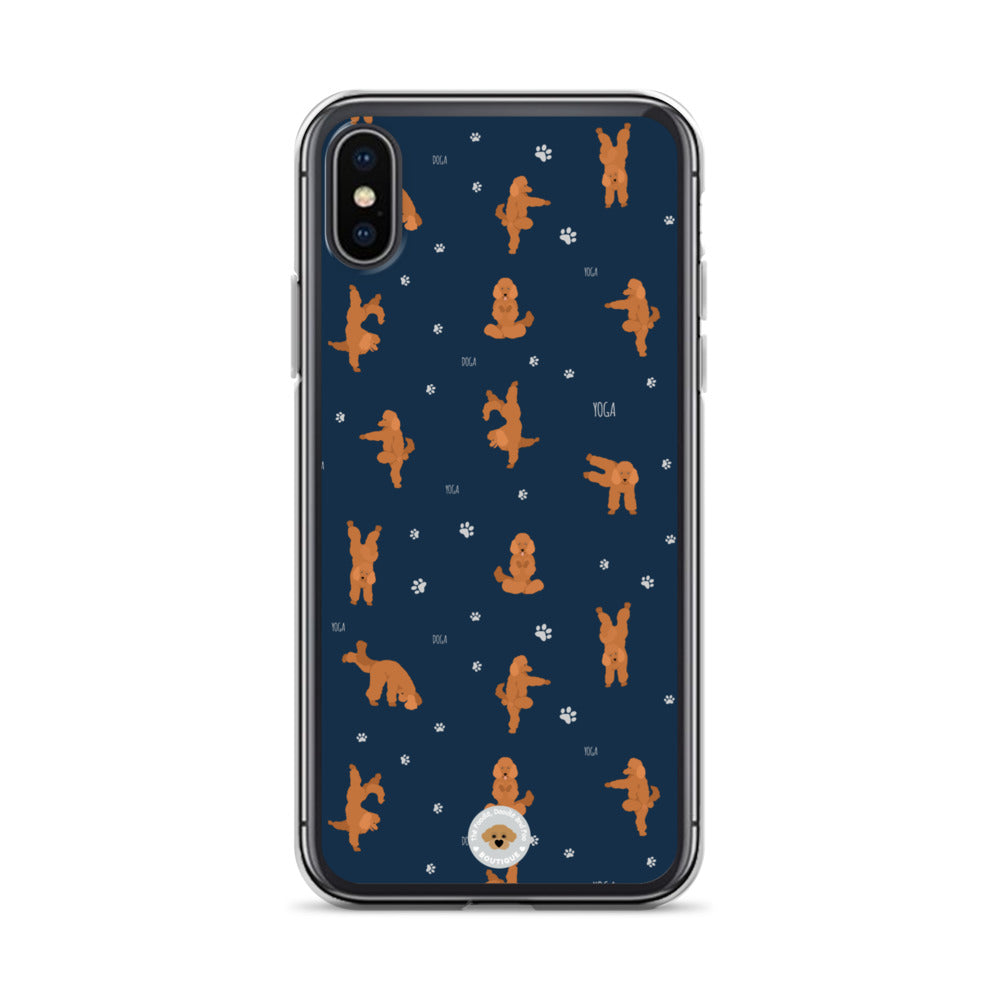 "Yoga Poodles" Clear Case for iPhone® - navy