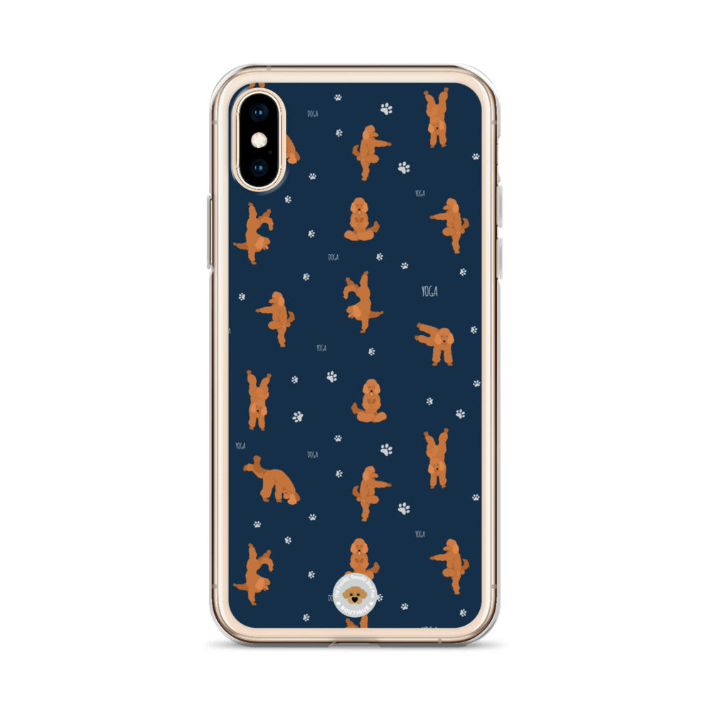 "Yoga Poodles" Clear Case for iPhone® - navy