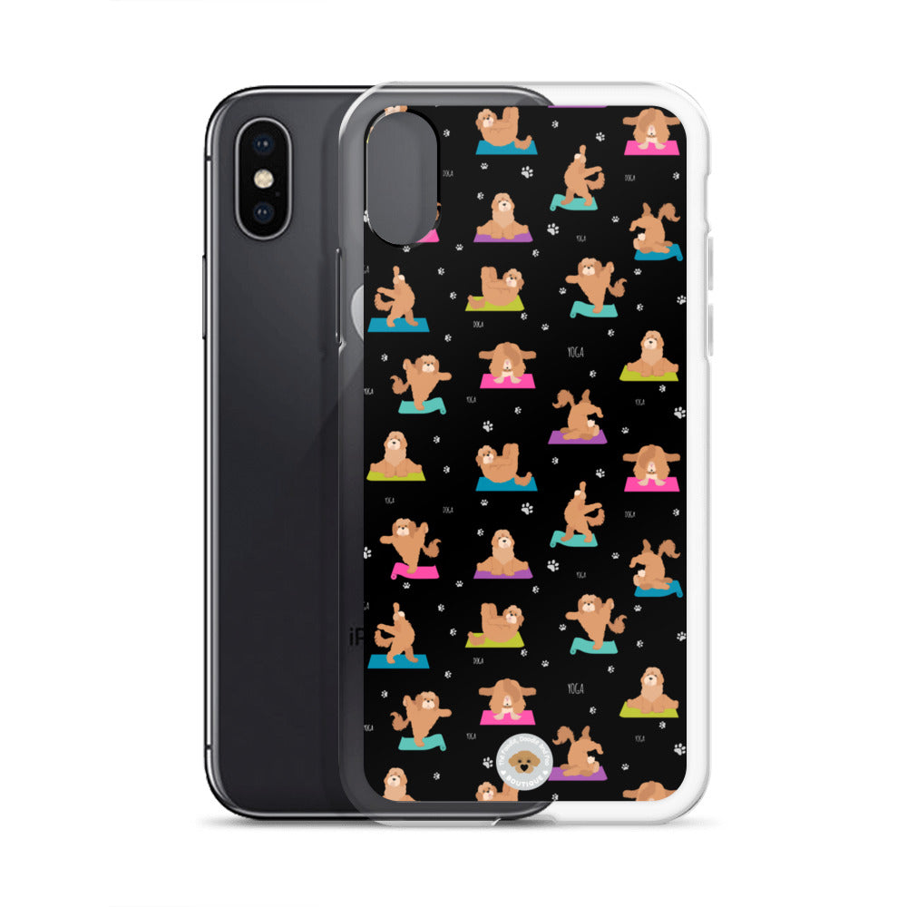 "Yoga Poos" Clear Case for iPhone® - mutli-coloured on black