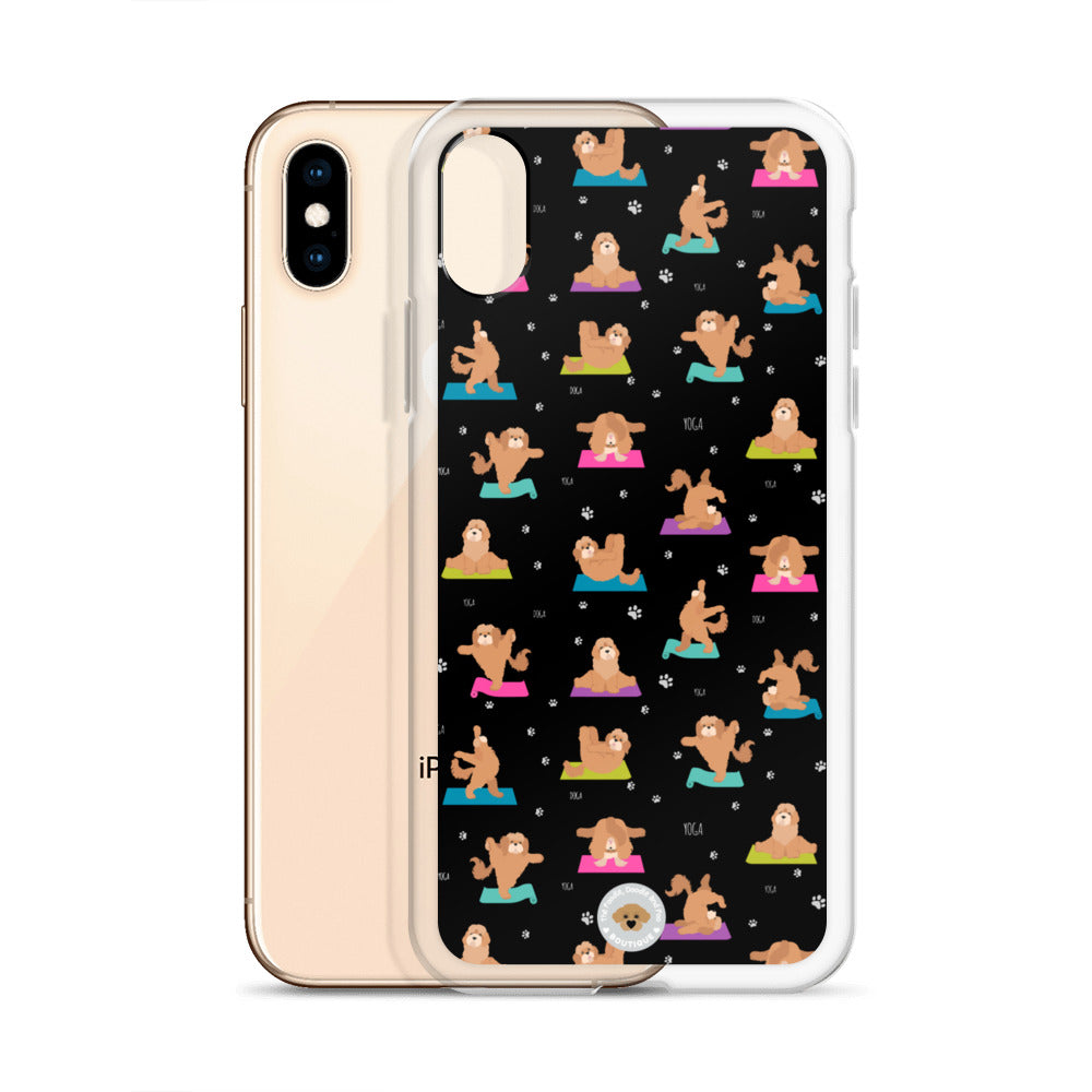 "Yoga Poos" Clear Case for iPhone® - mutli-coloured on black