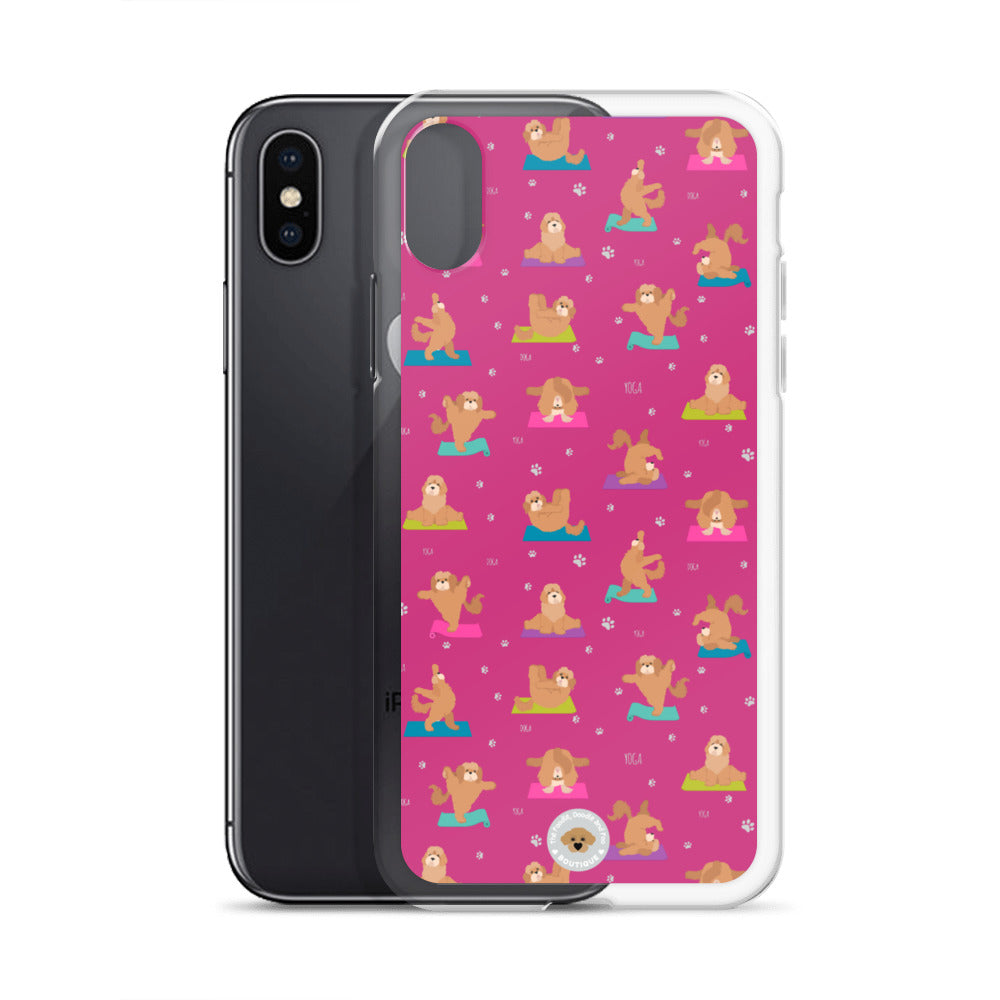 "Yoga Poos" Clear Case for iPhone® - multicoloured on pink
