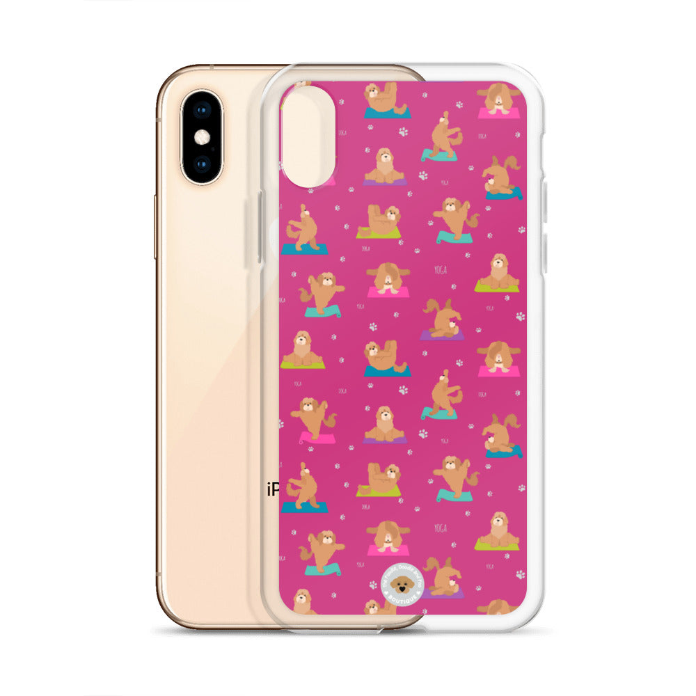 "Yoga Poos" Clear Case for iPhone® - multicoloured on pink