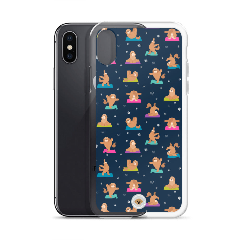 "Yoga Poos" Clear Case for iPhone® - multi-coloured on navy